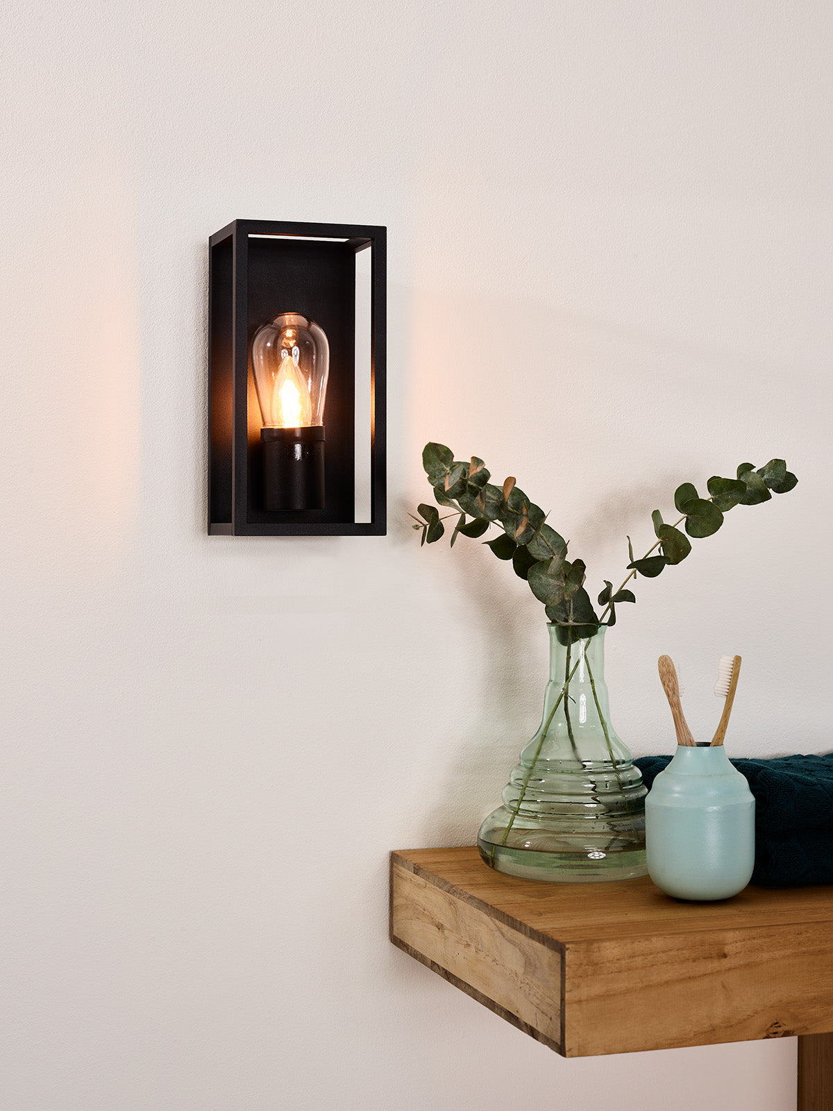 Lucide CARLYN - Wall light Bathroom - 1xE14 - IP54 - Black