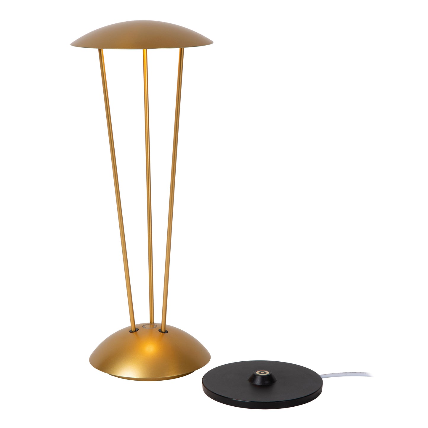 Lucide RENEE - Rechargeable Table lamp Indoor/Outdoor - Battery pack/batteries - Ø 12,3 cm - LED Dim. - 1x2,2W 2700K/3000K - IP54 - With wireless charging pad - Matt Gold / Brass