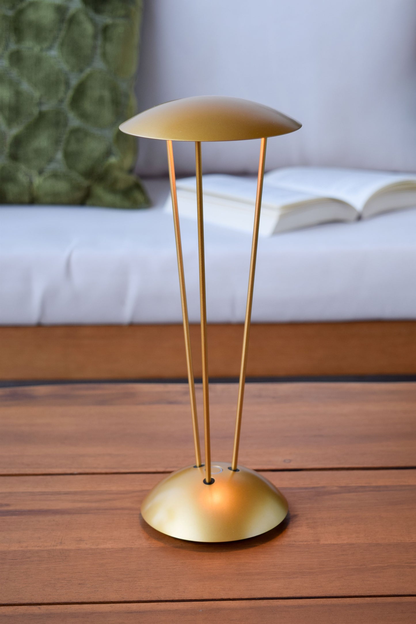 Lucide RENEE - Rechargeable Table lamp Indoor/Outdoor - Battery pack/batteries - Ø 12,3 cm - LED Dim. - 1x2,2W 2700K/3000K - IP54 - With wireless charging pad - Matt Gold / Brass