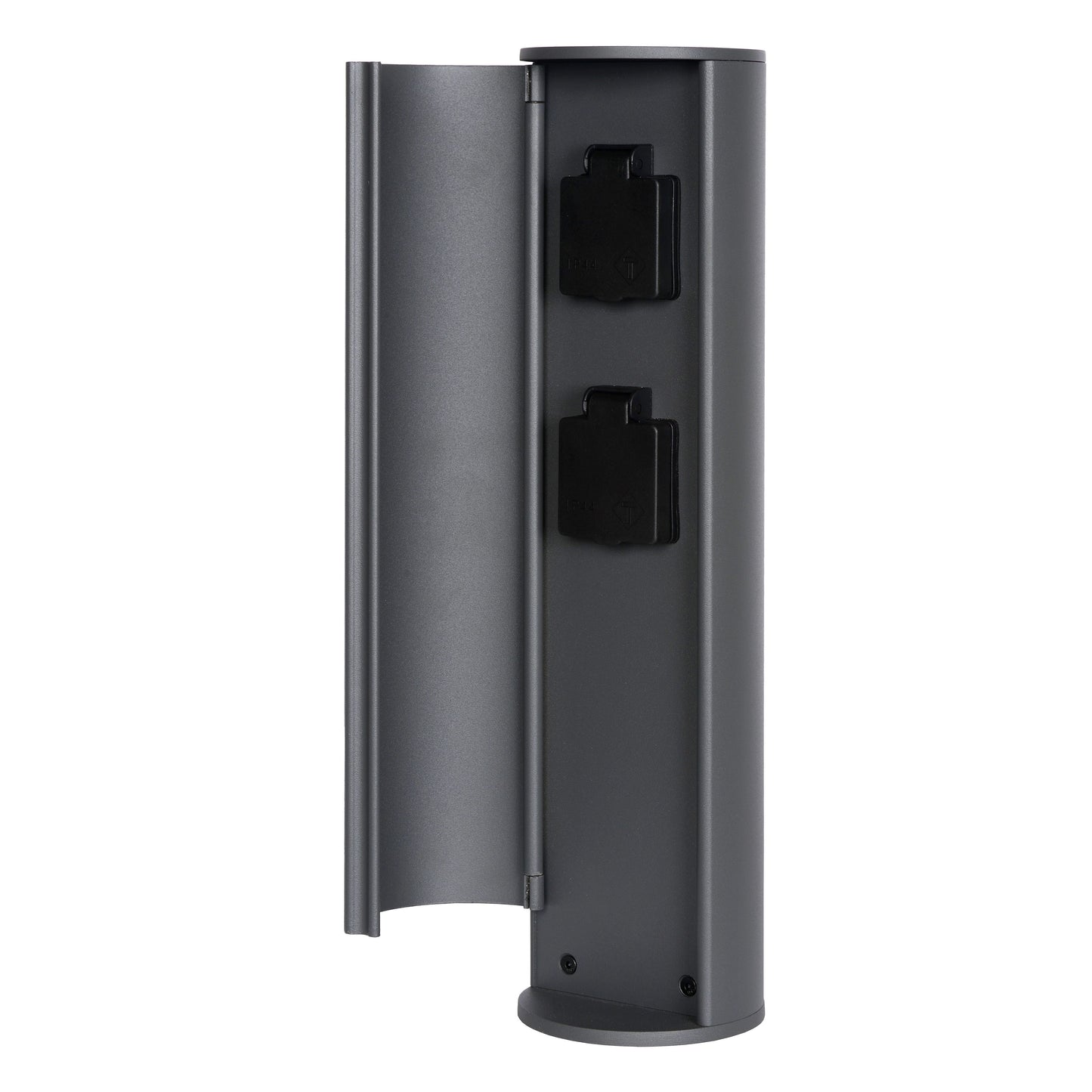 Lucide POWERPOINT - Outdoor socket column - Sockets with pin earth - Type E - FR, BE, POL, SVK & CZE standard - Ø 10 cm - IP44 - Anthracite