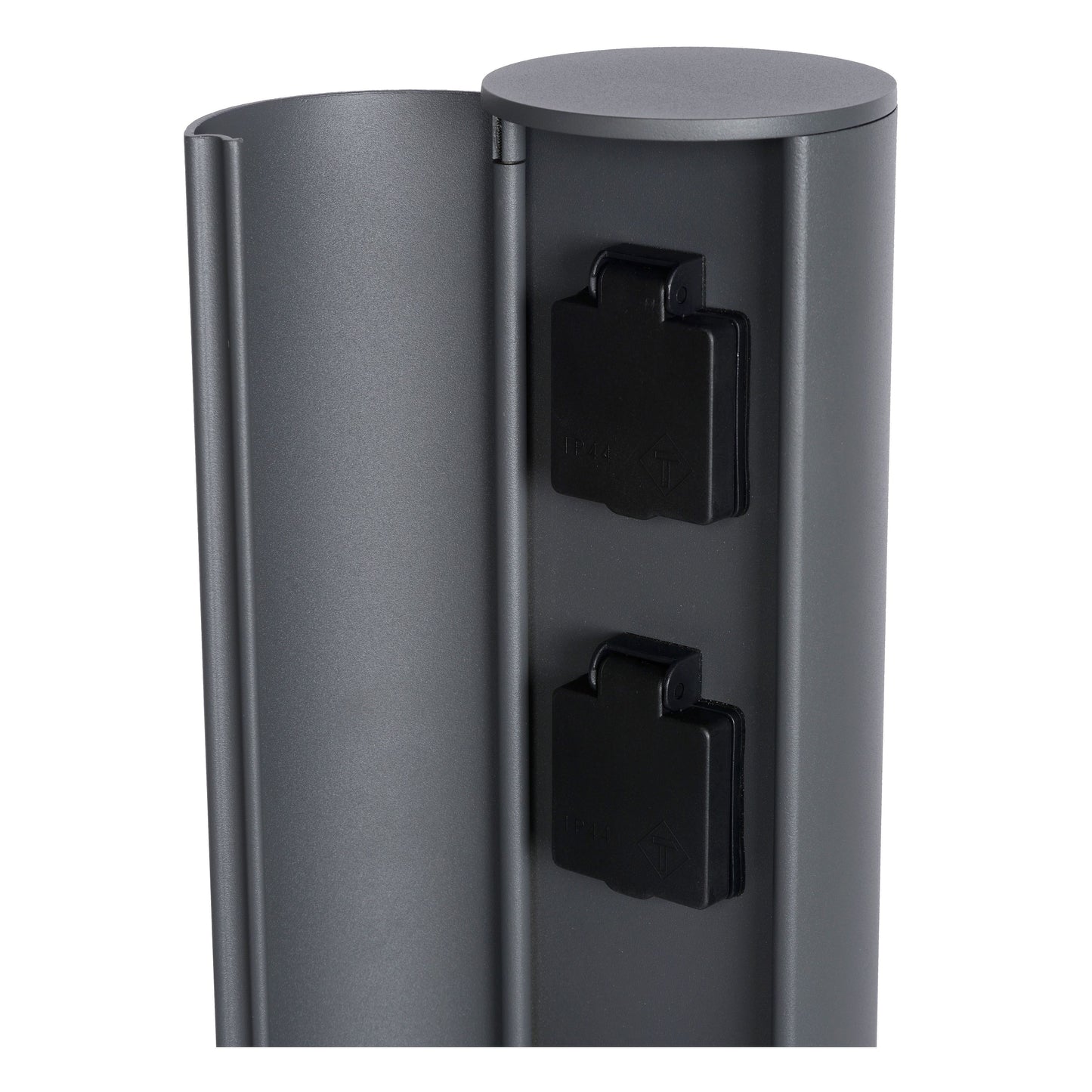 Lucide POWERPOINT - Outdoor socket column - Sockets with pin earth - Type E - FR, BE, POL, SVK & CZE standard - Ø 10 cm - IP44 - Anthracite