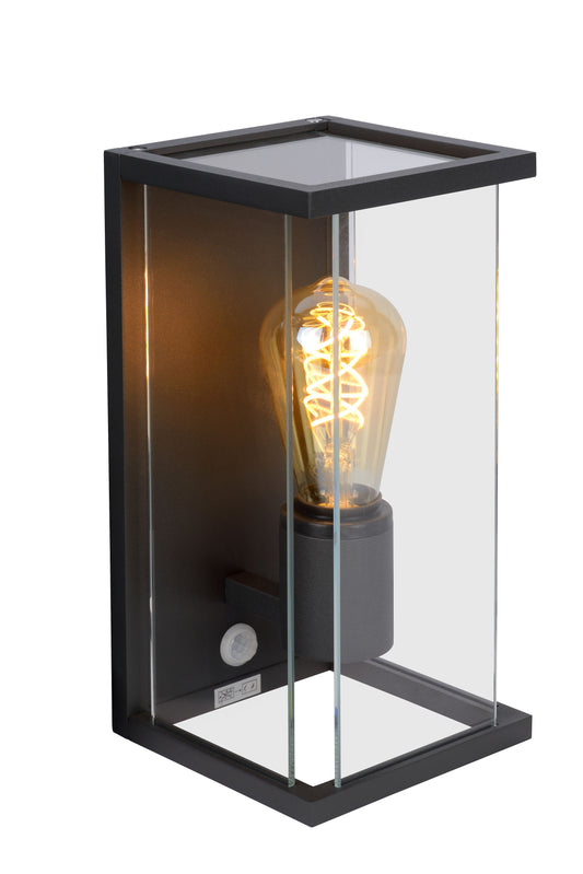 Lucide CLAIRE - Wall light Indoor/Outdoor - 1xE27 - IP54 - Motion & Day/Night Sensor - Anthracite