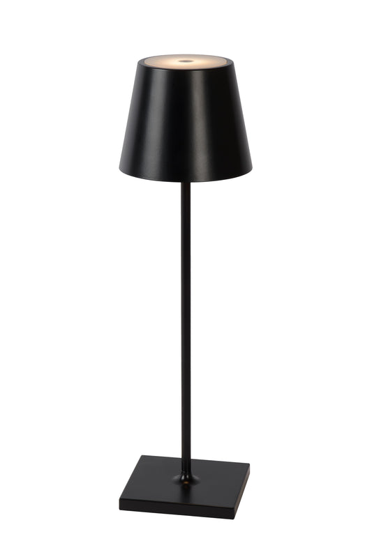 Lucide JUSTIN - Rechargeable Table lamp Indoor/Outdoor - Battery pack/batteries - Ø 11 cm - LED Dim. - 1x2,2W 2700K/3000K - IP54 - 3 StepDim - Black