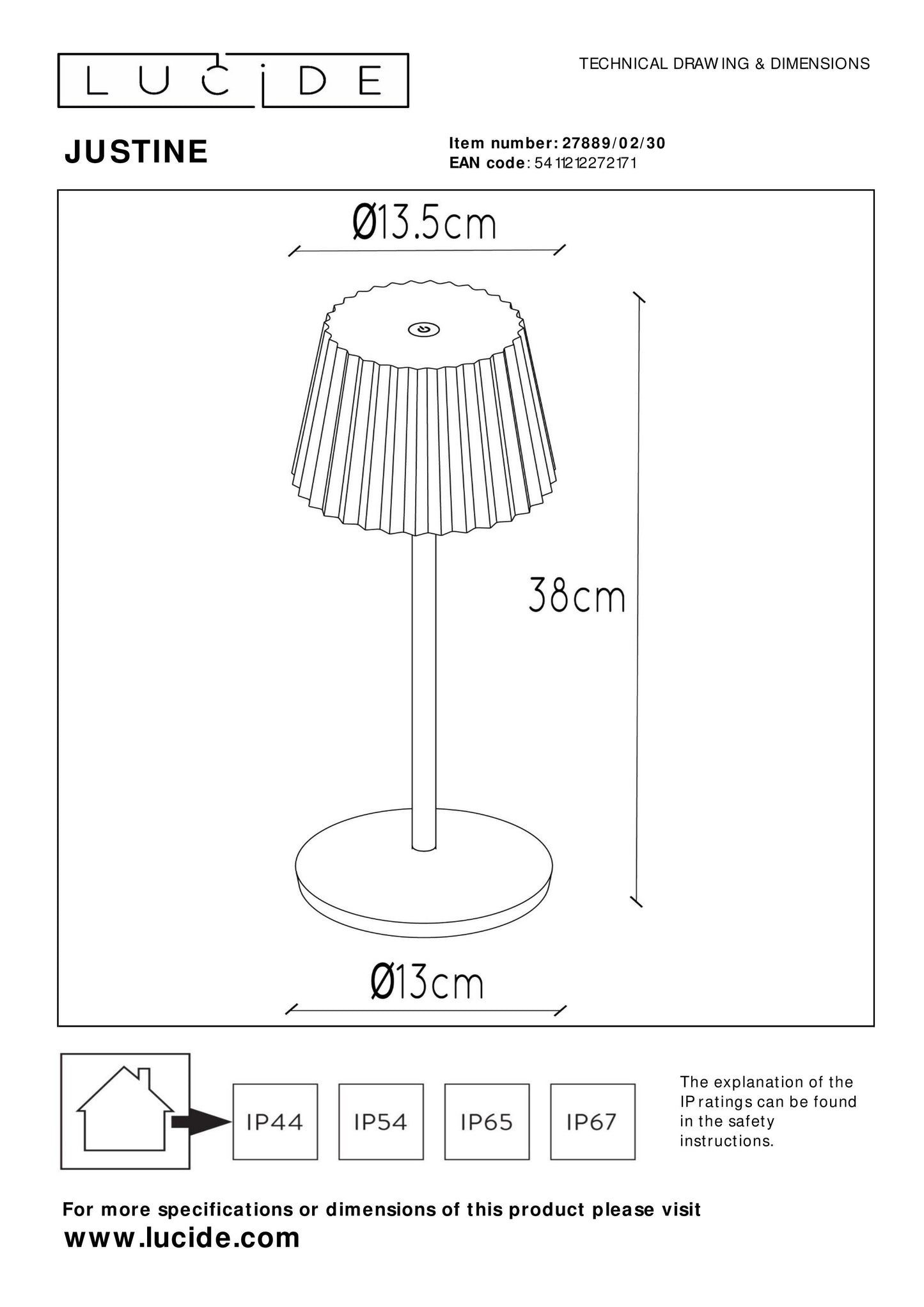 Lucide JUSTINE - Rechargeable Table lamp Indoor/Outdoor - Battery pack/batteries - LED Dim. - 1x2W 2700K - IP54 - With wireless charging pad - Black