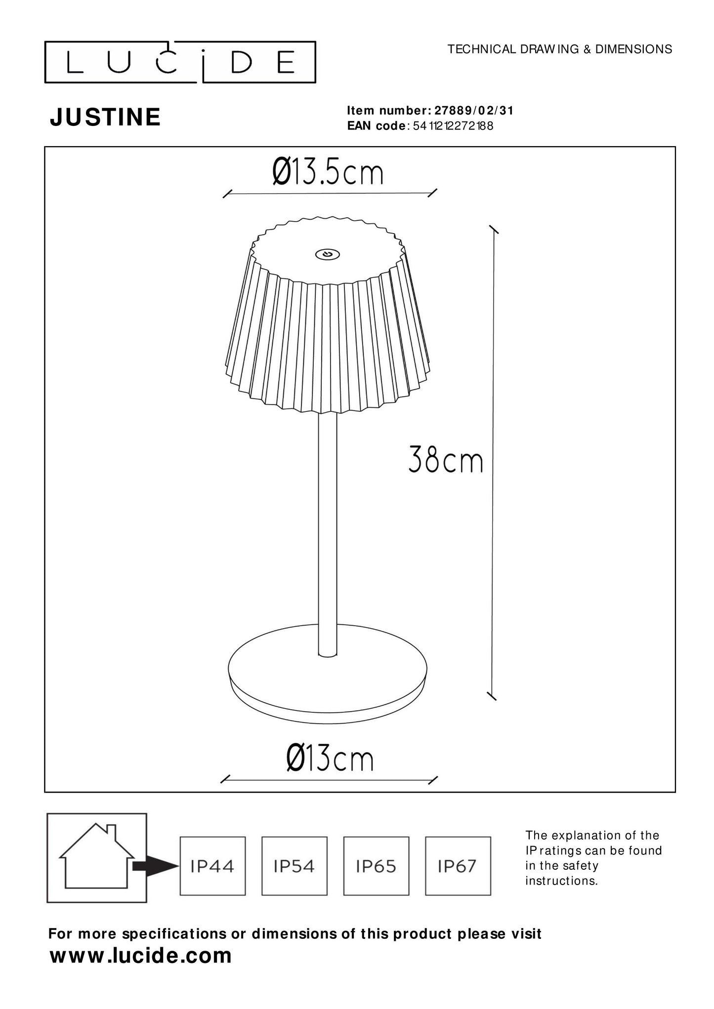 Lucide JUSTINE - Rechargeable Table lamp Indoor/Outdoor - Battery pack/batteries - LED Dim. - 1x2W 2700K - IP54 - With wireless charging pad - White