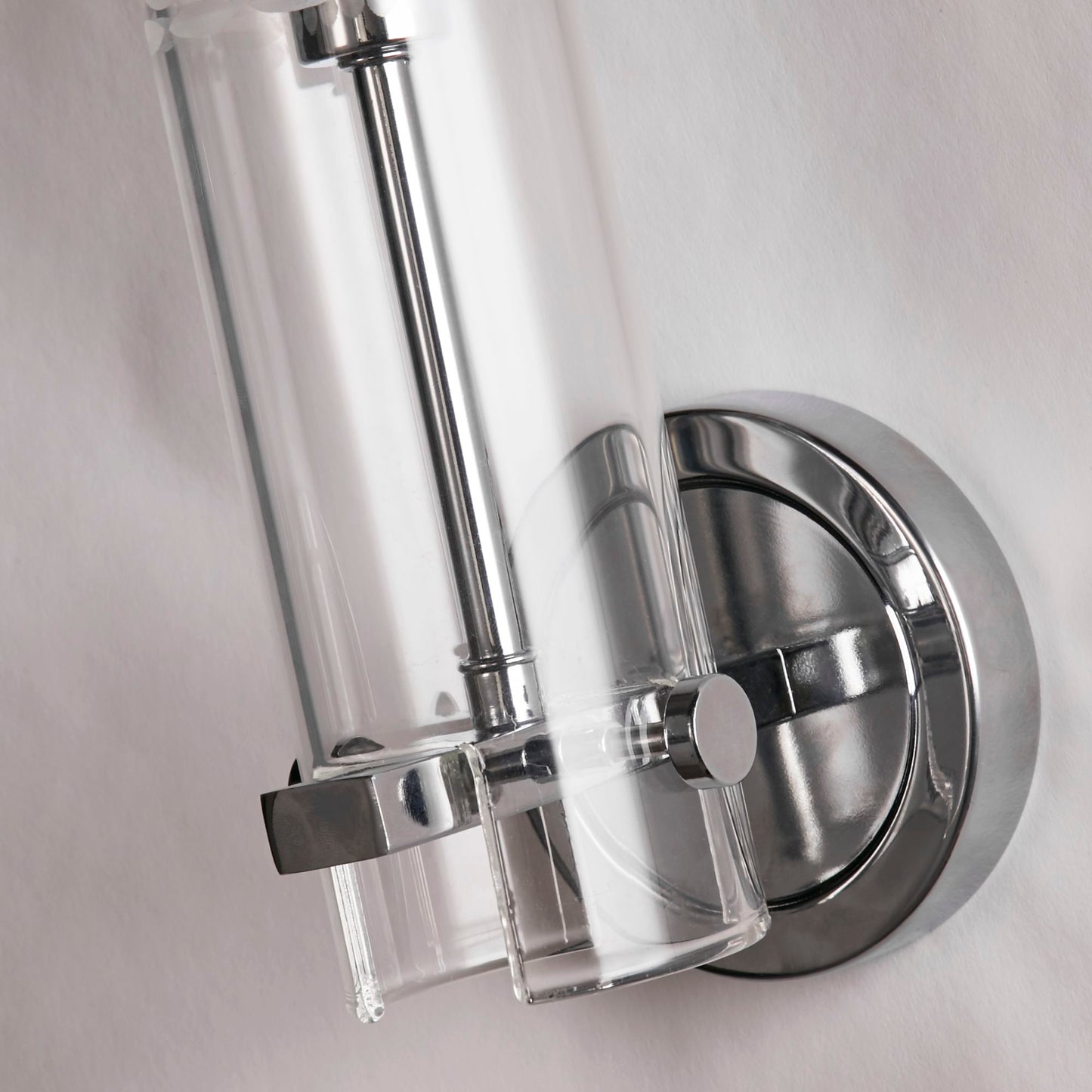 Scope Bathroom Wall Light- Chrome Metal & Clear Etched Glass