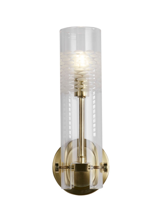 Scope Bathroom Wall Light - Satin Brass & Clear Etched Glass