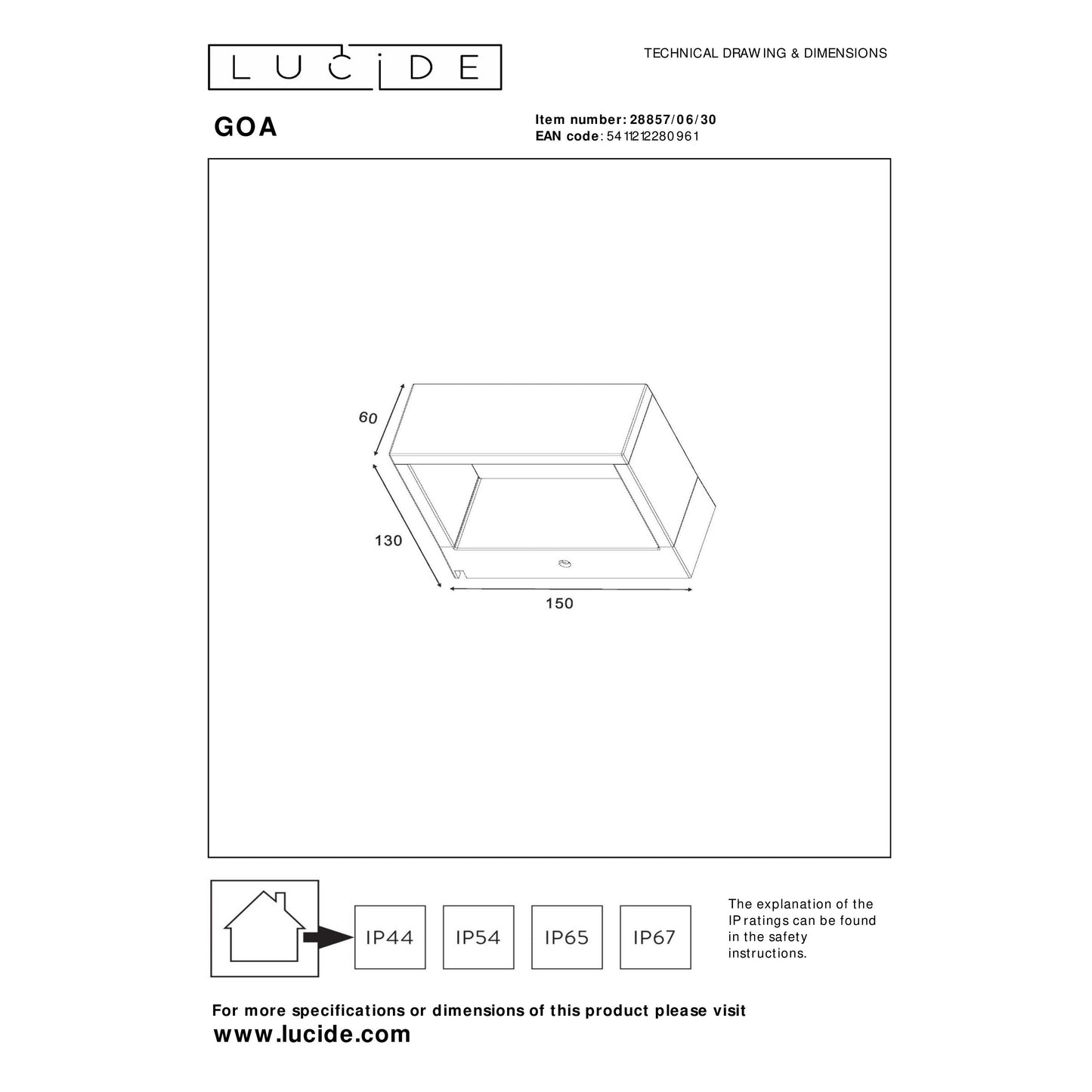 Lucide GOA - Wall light Indoor/Outdoor - LED - 1x10W 3000K - IP54 - Anthracite