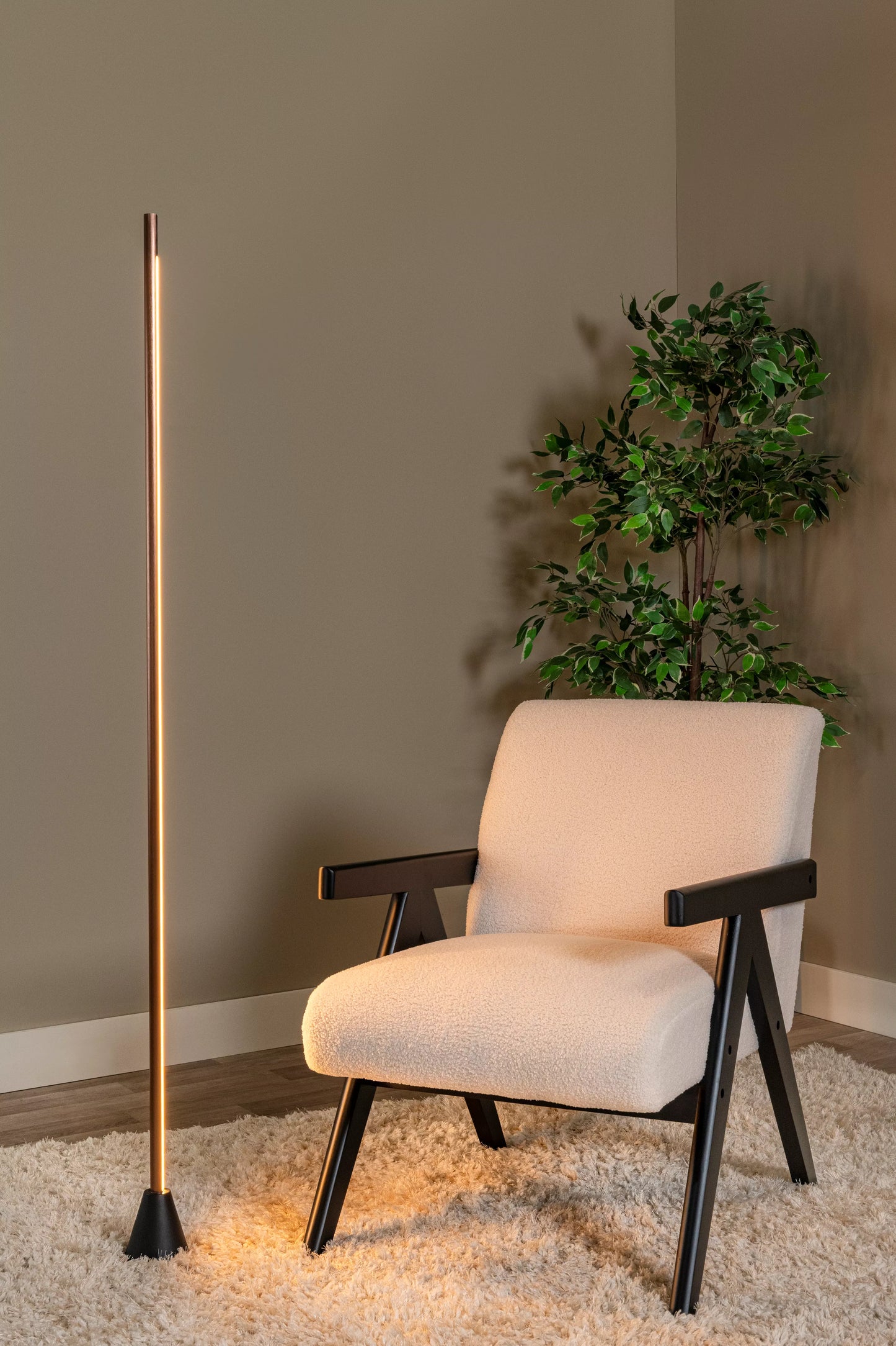 Lucide EQUINOX - Floor lamp - LED Dim. - CCT - 1x26W 2700K/4000K - Hand Wave Sensor - Coffee | Vibes