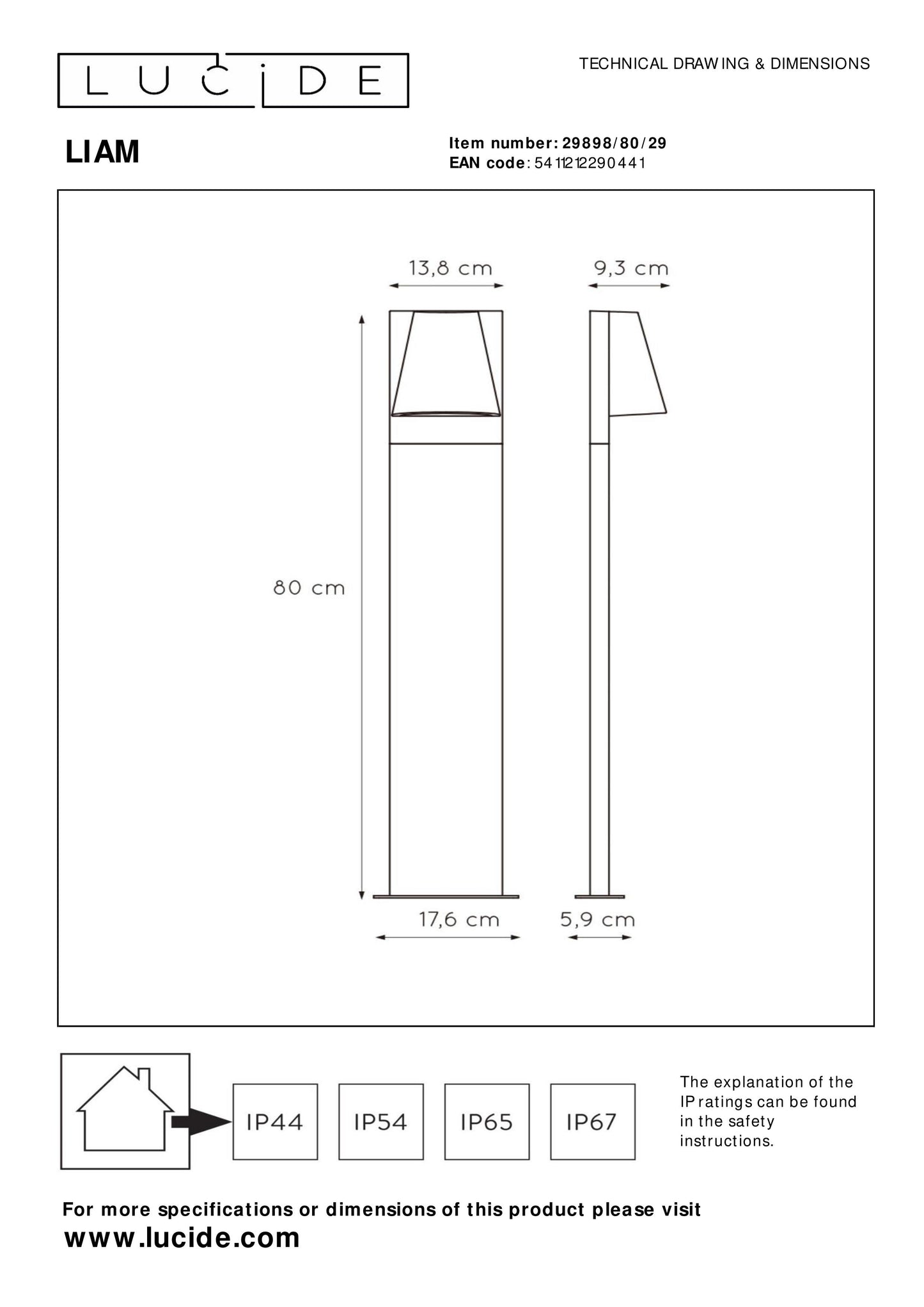 Lucide LIAM - Bollard light - 1xGU10 - IP44 - Anthracite