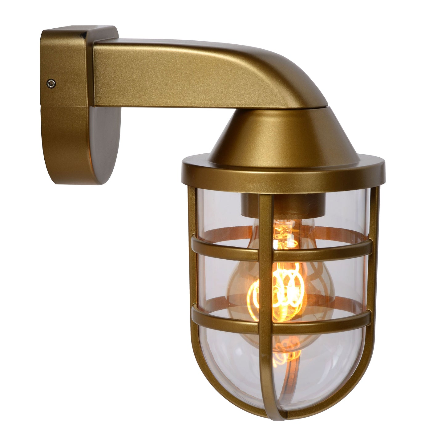 Lucide LEWIS - Wall light Indoor/Outdoor - 1xE27 - IP44 - Matt Gold / Brass