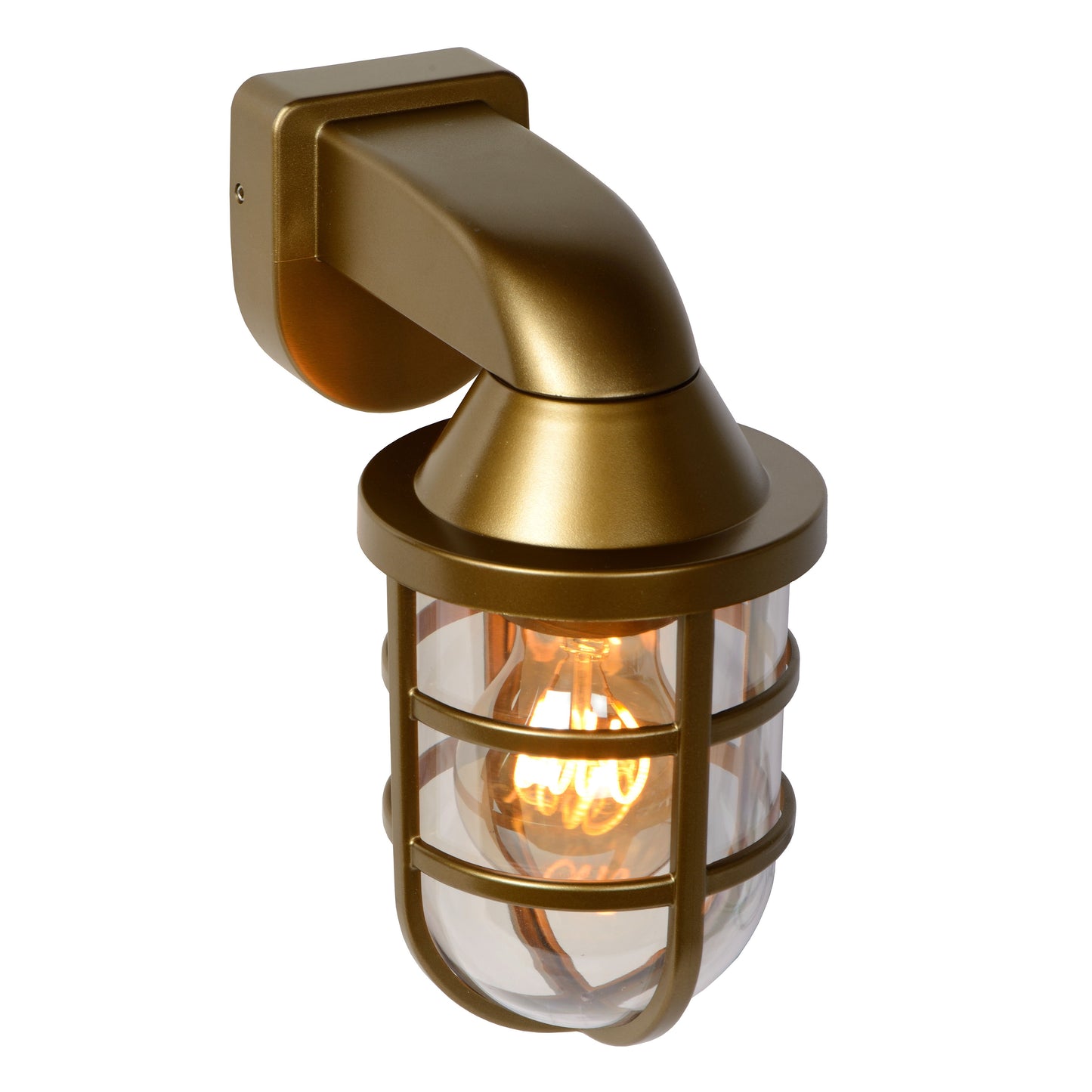 Lucide LEWIS - Wall light Indoor/Outdoor - 1xE27 - IP44 - Matt Gold / Brass