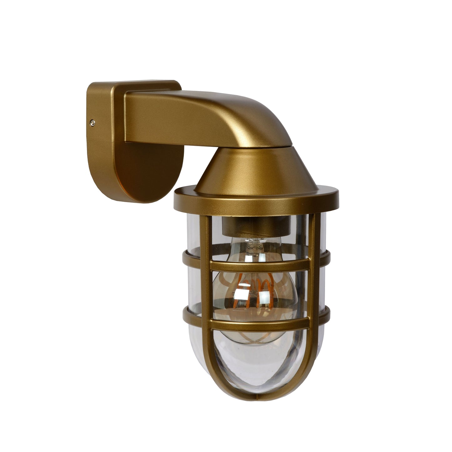 Lucide LEWIS - Wall light Indoor/Outdoor - 1xE27 - IP44 - Matt Gold / Brass