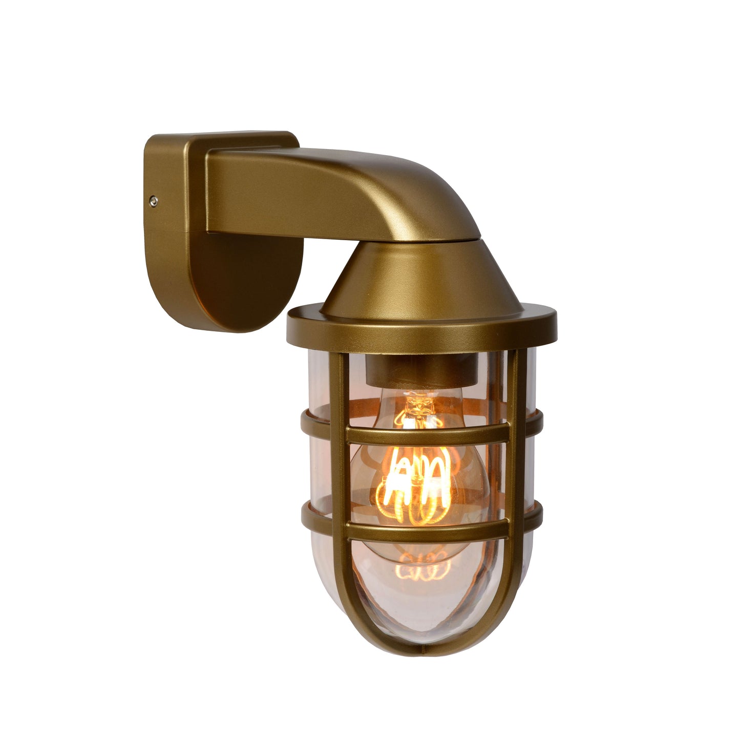 Lucide LEWIS - Wall light Indoor/Outdoor - 1xE27 - IP44 - Matt Gold / Brass