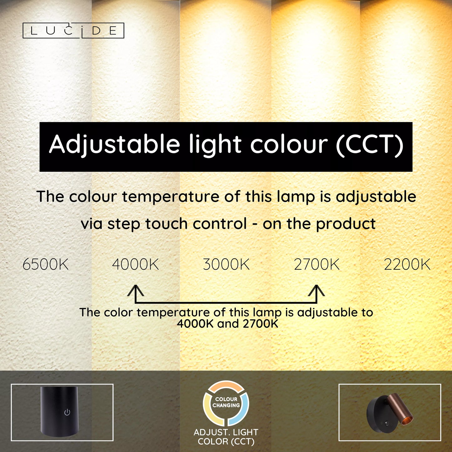 Lucide TONI - Rechargeable Wall spotlight / Wall light - Battery pack - Ø 8,1 cm - LED Dim. - CCT - 1x2W 2700K/4000K - Motion Sensor (deactivatable) - Magnetic - Coffee