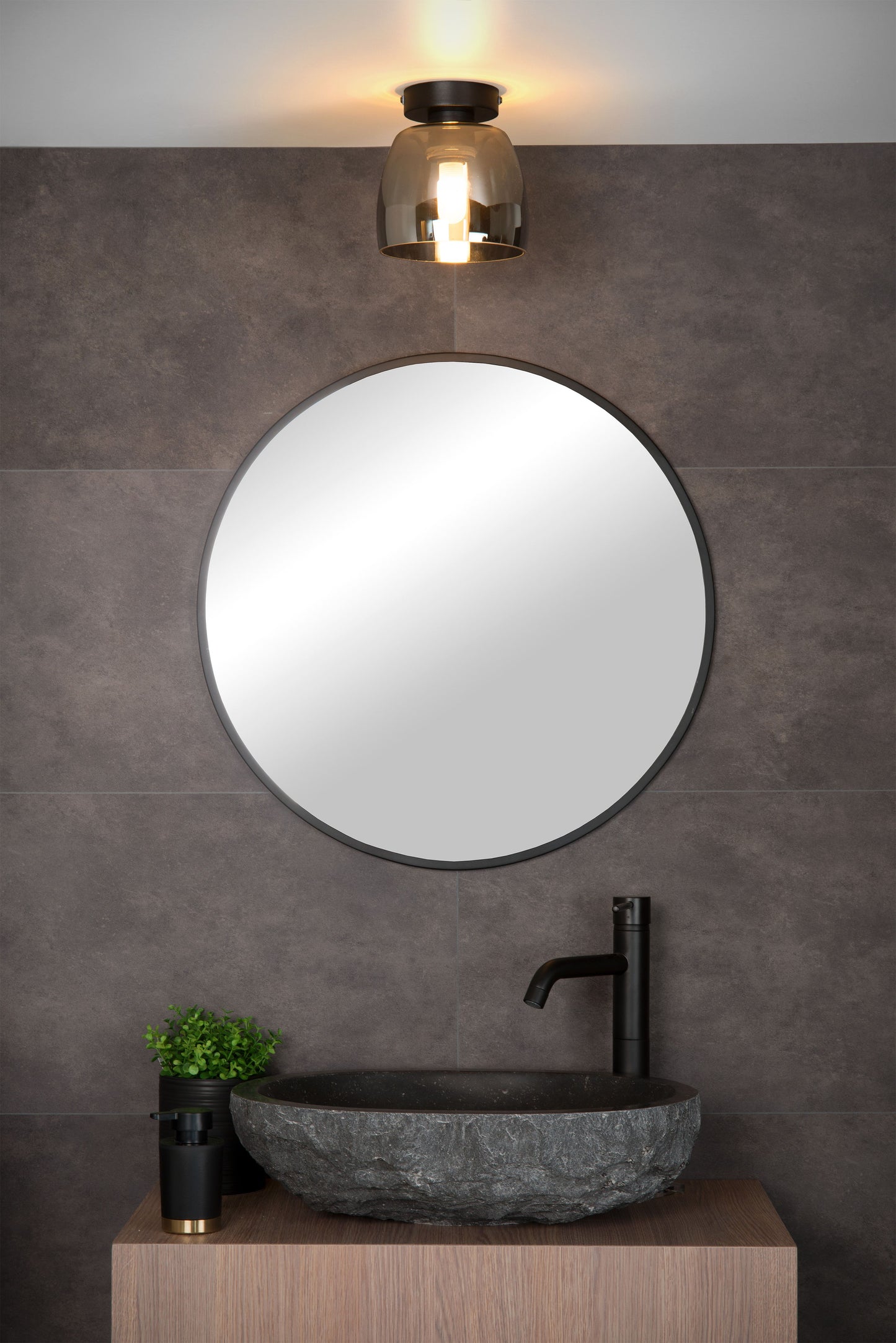 Lucide TYLER - Flush ceiling light Bathroom - Ø 16,1 cm - 1xG9 - IP44 - Black