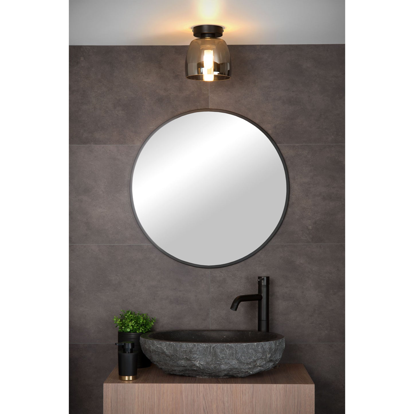 Lucide TYLER - Flush ceiling light Bathroom - Ø 16,1 cm - 1xG9 - IP44 - Black