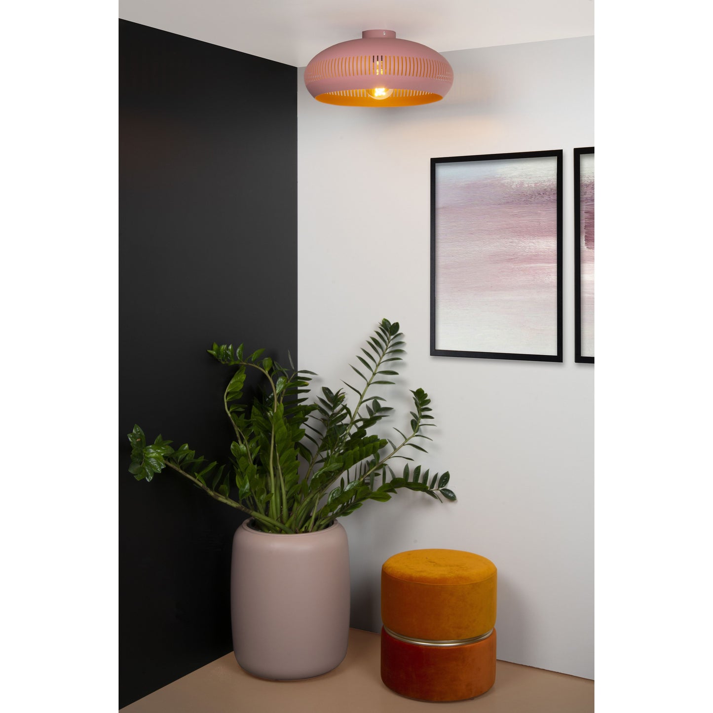 Lucide RAYCO - Flush ceiling light - Ø 45 cm - 1xE27 - Pink