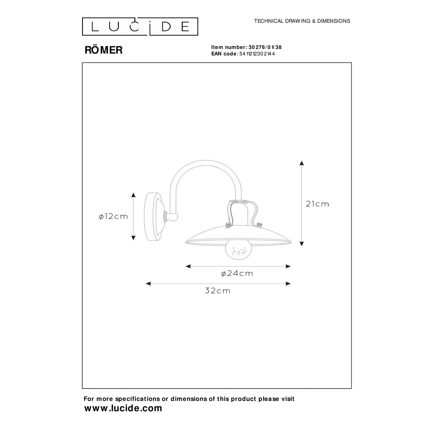 Lucide RÖMER - Wall light - 1xE27 - Cream