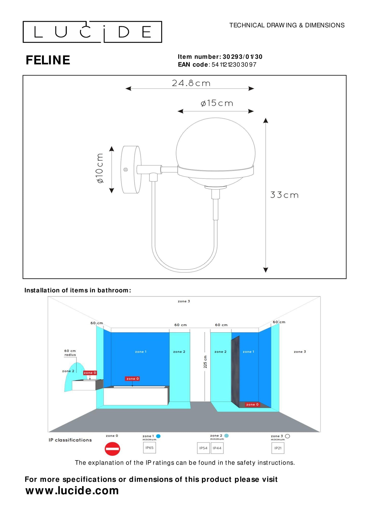 Lucide FELINE - Wall light Bathroom - 1xG9 - IP44 - Black