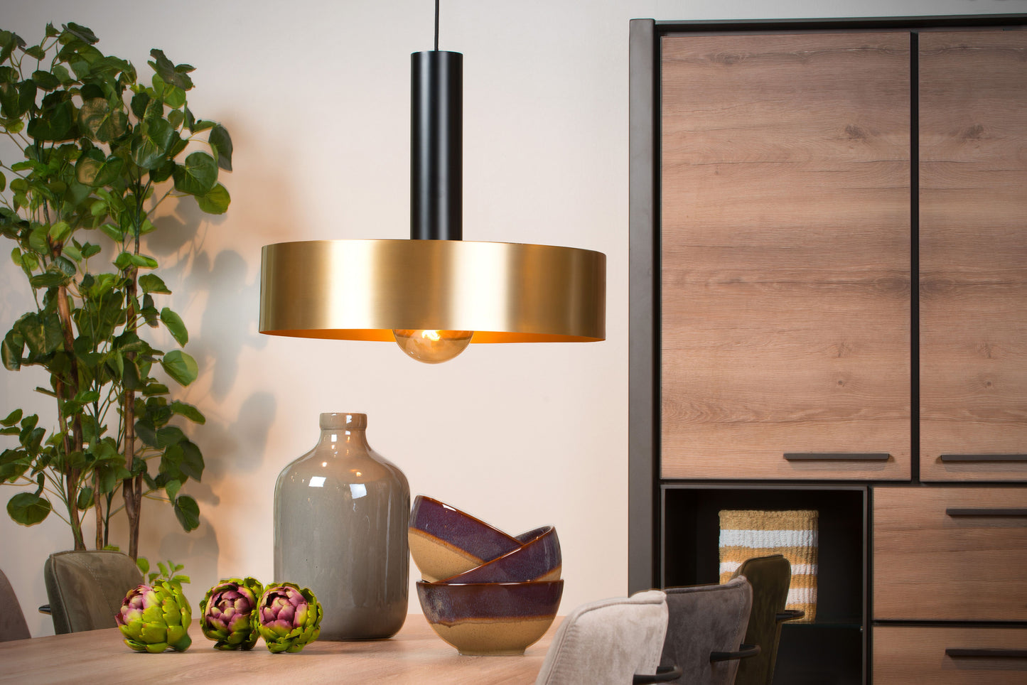 Lucide GIADA - Pendant light - Ø 50 cm - 1xE27 - Matt Gold / Brass