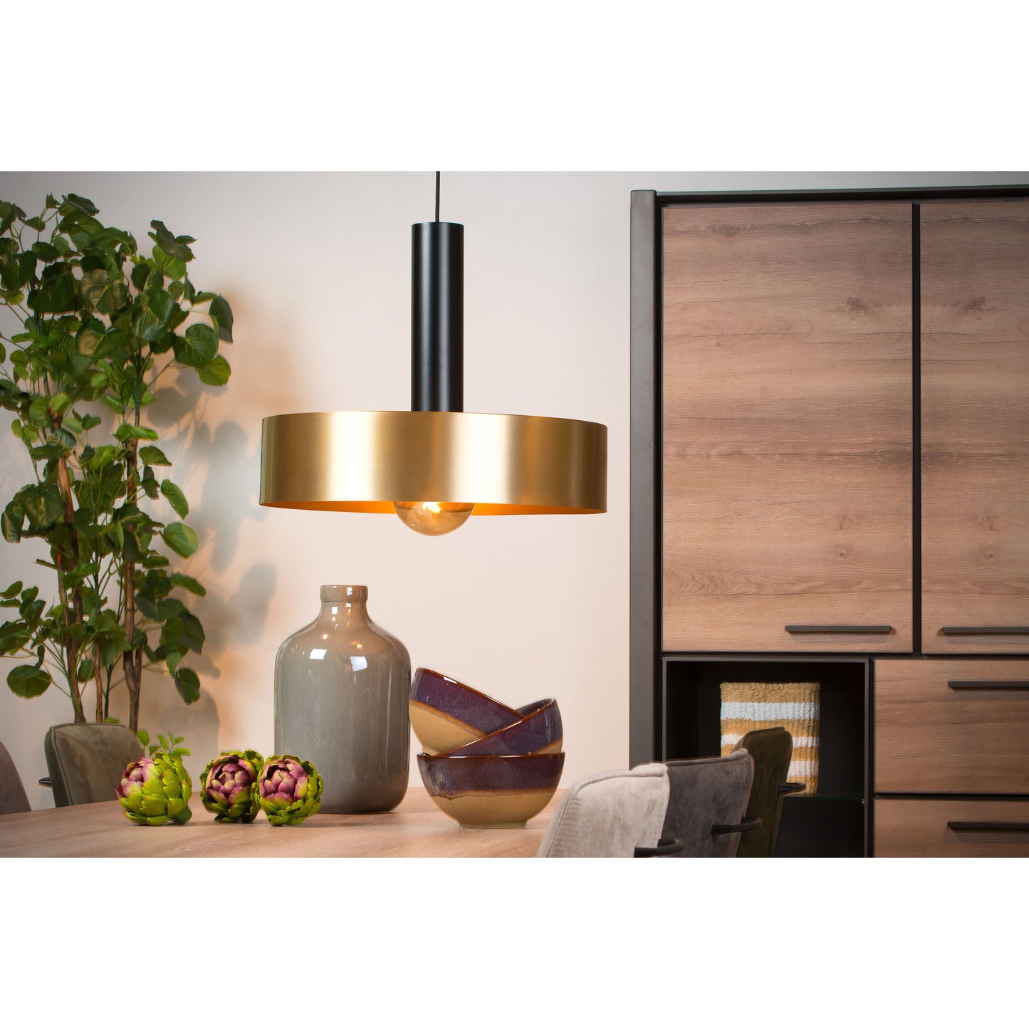 Lucide GIADA - Pendant light - Ø 50 cm - 1xE27 - Matt Gold / Brass