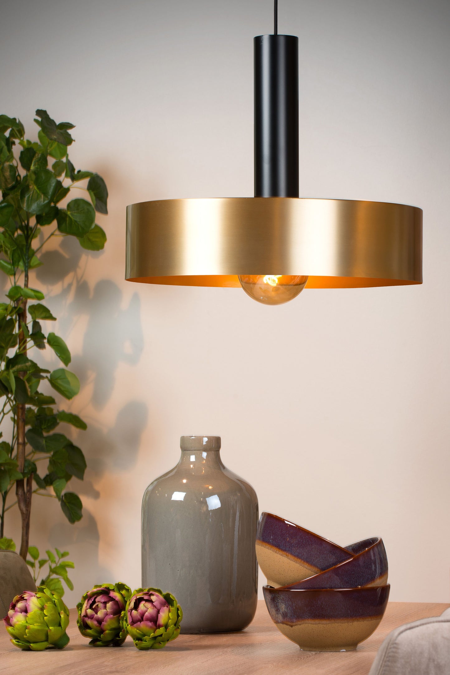 Lucide GIADA - Pendant light - Ø 50 cm - 1xE27 - Matt Gold / Brass