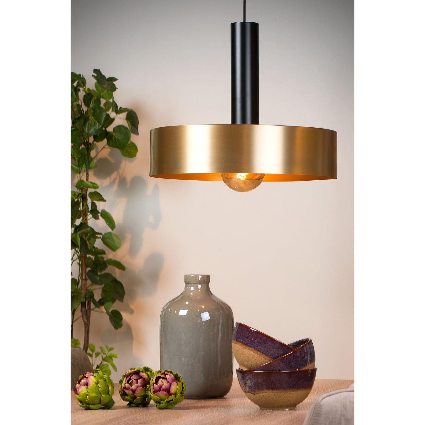 Lucide GIADA - Pendant light - Ø 50 cm - 1xE27 - Matt Gold / Brass