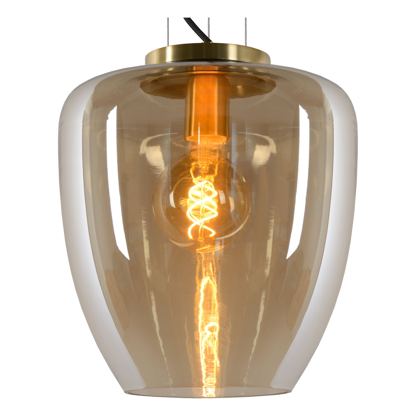 Lucide FLORIEN - Pendant light - Ø 28 cm - 1xE27 - Amber