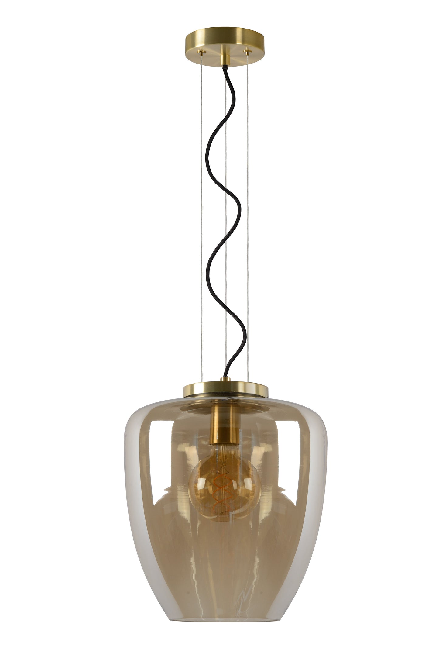 Lucide FLORIEN - Pendant light - Ø 28 cm - 1xE27 - Amber