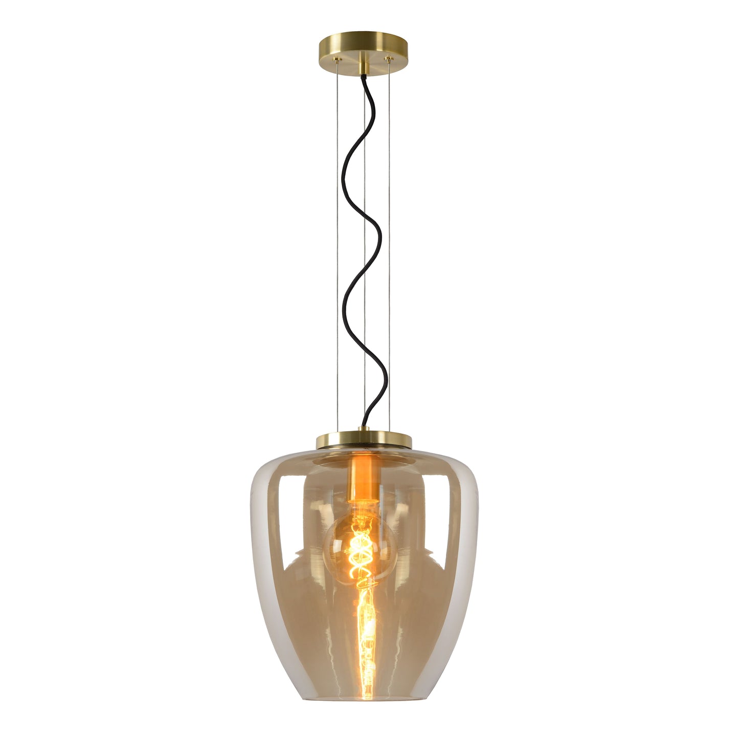 Lucide FLORIEN - Pendant light - Ø 28 cm - 1xE27 - Amber