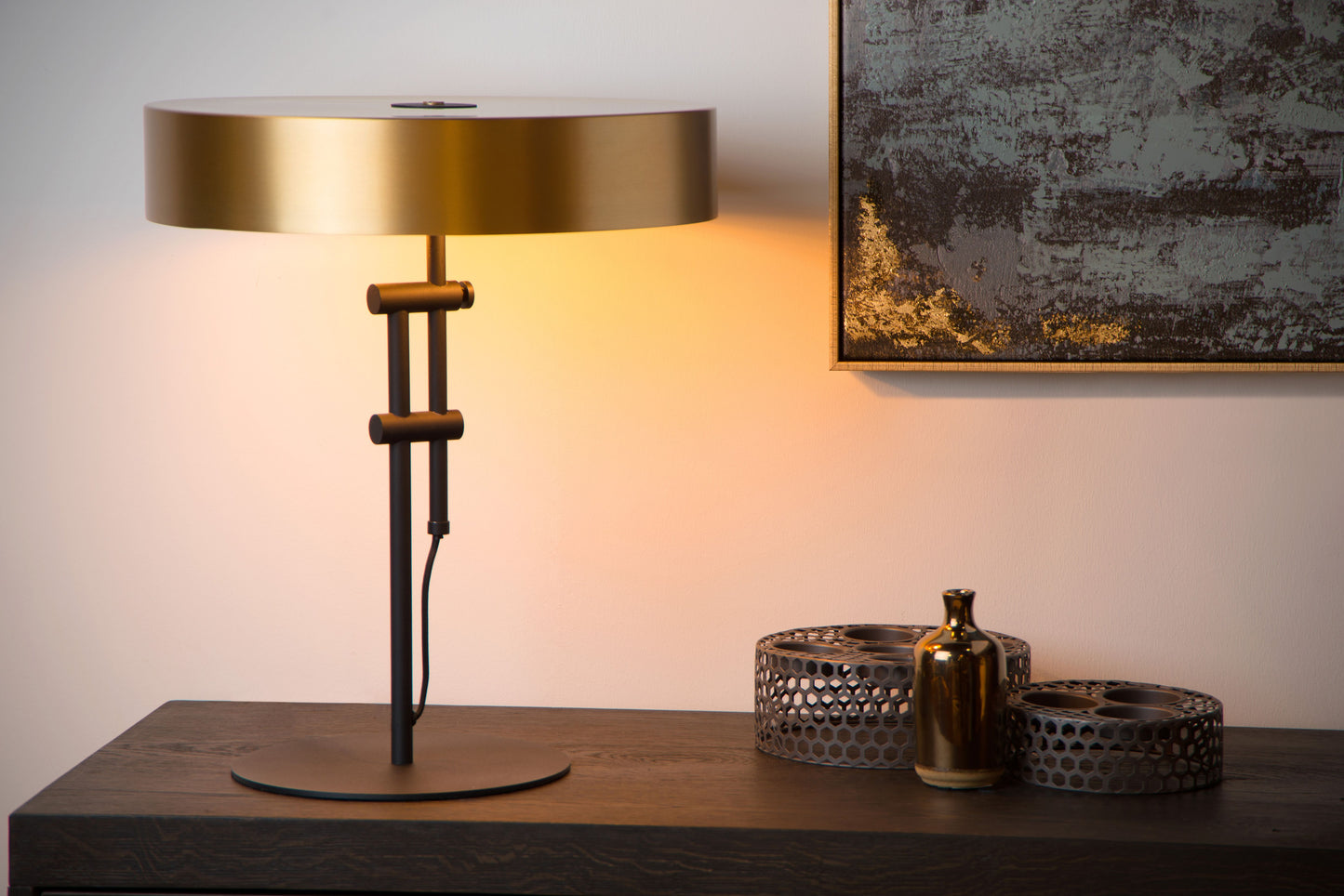 Lucide GIADA - Table lamp - Ø 40 cm - 2xE27 - Matt Gold / Brass