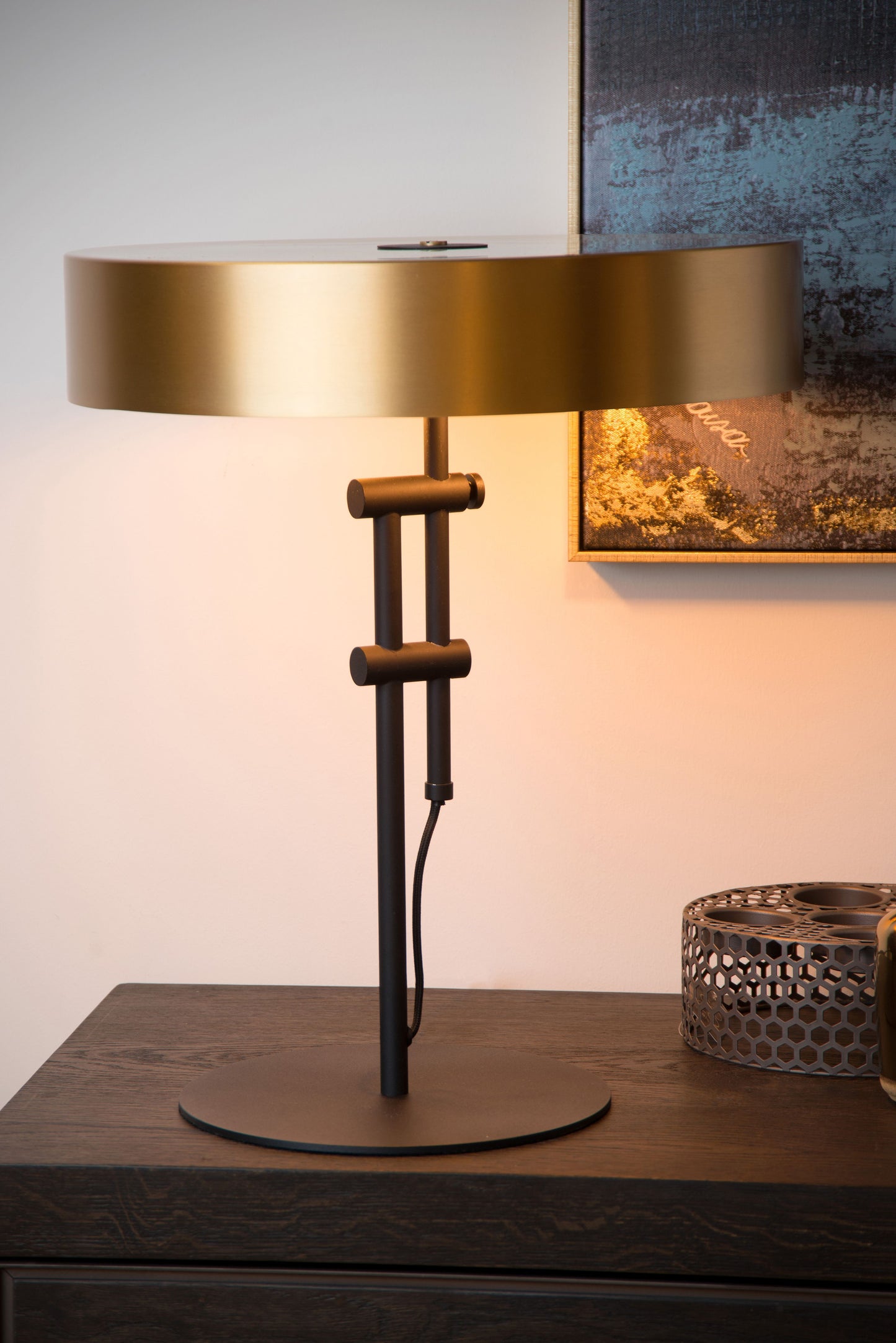 Lucide GIADA - Table lamp - Ø 40 cm - 2xE27 - Matt Gold / Brass