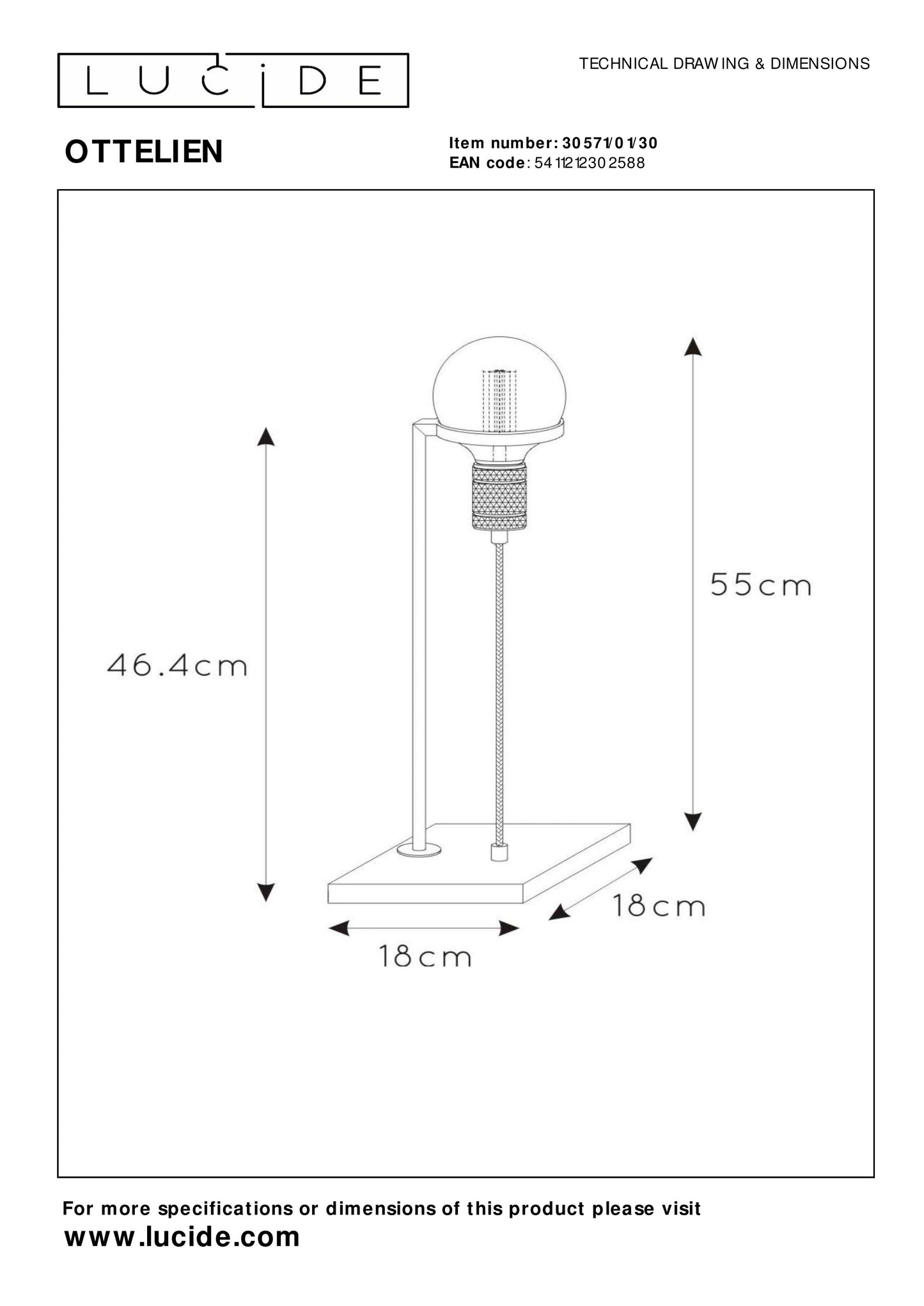 Lucide OTTELIEN - Table lamp - 1xE27 - Black