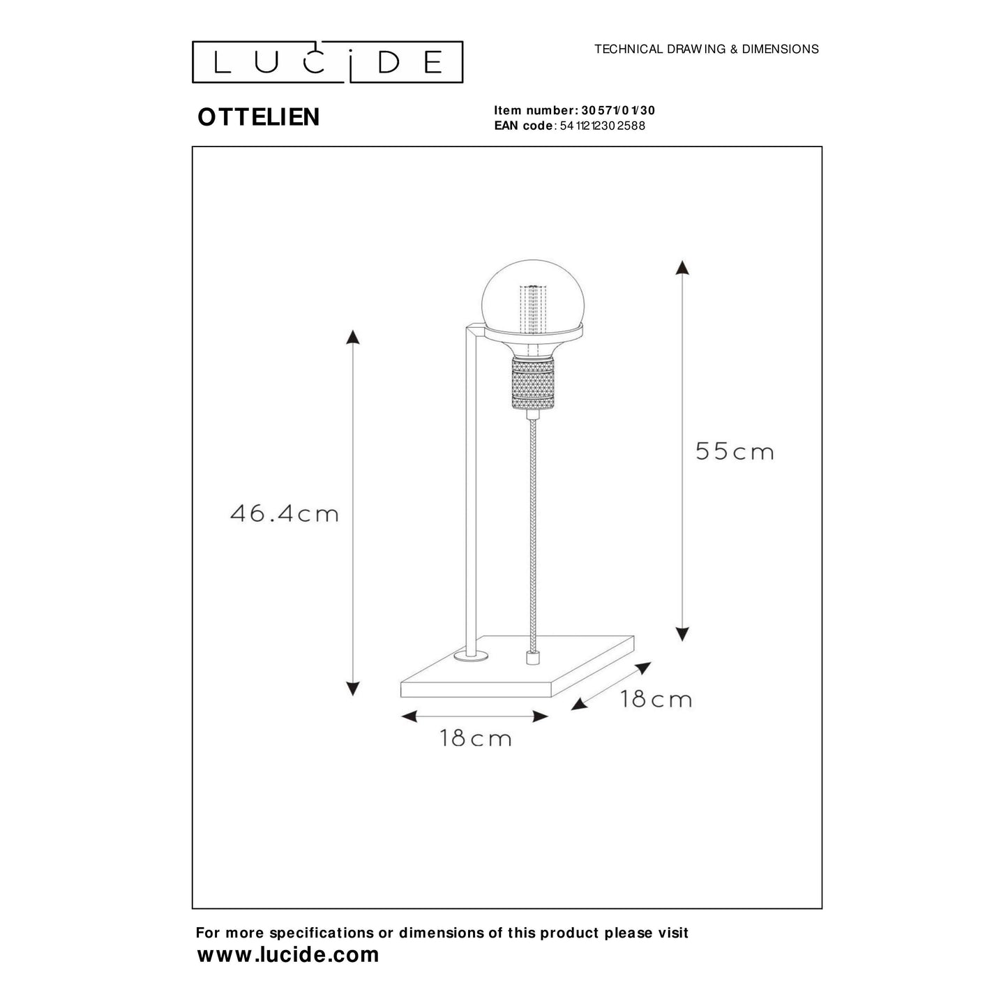 Lucide OTTELIEN - Table lamp - 1xE27 - Black