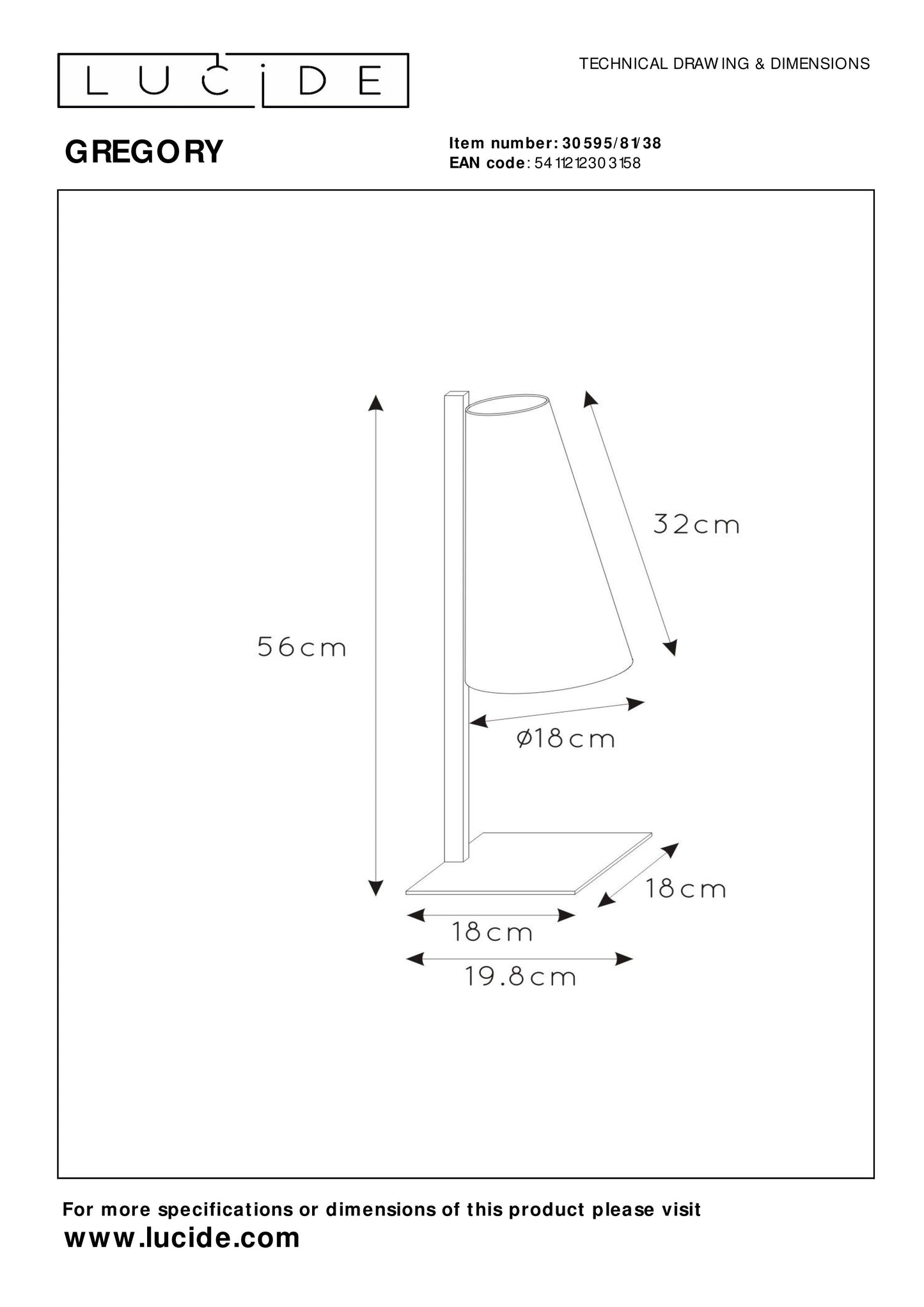 Lucide GREGORY - Table lamp - 1xE27 - Cream