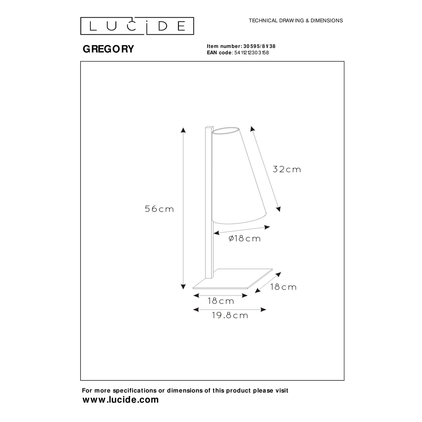 Lucide GREGORY - Table lamp - 1xE27 - Cream