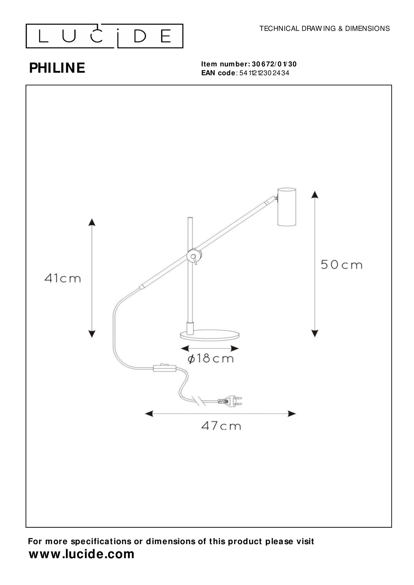 Lucide PHILINE - Desk lamp - 1xGU10 - Black