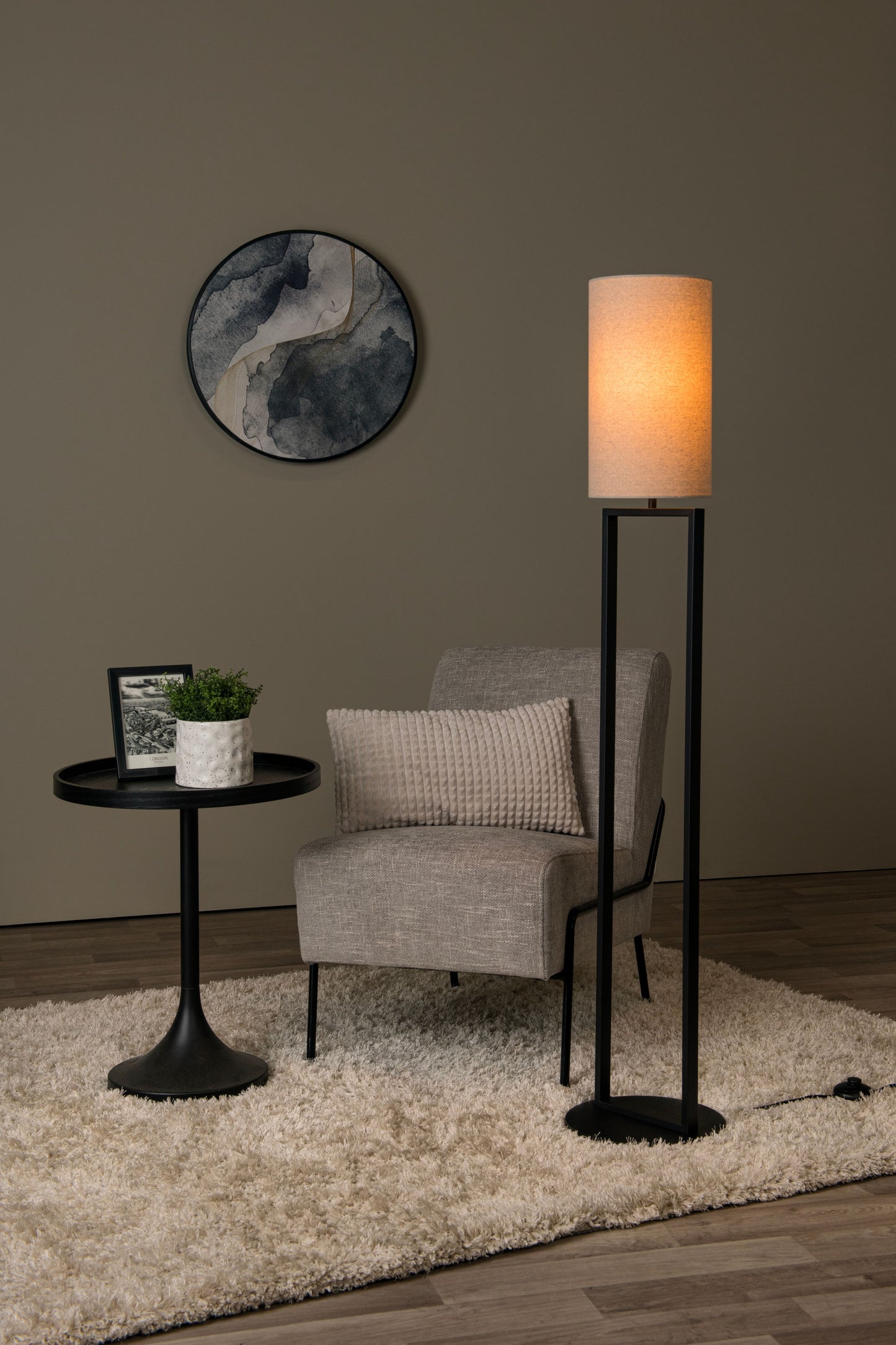 Lucide HERMAN - Floor lamp - Ø 26 cm - 1xE27 - Cream