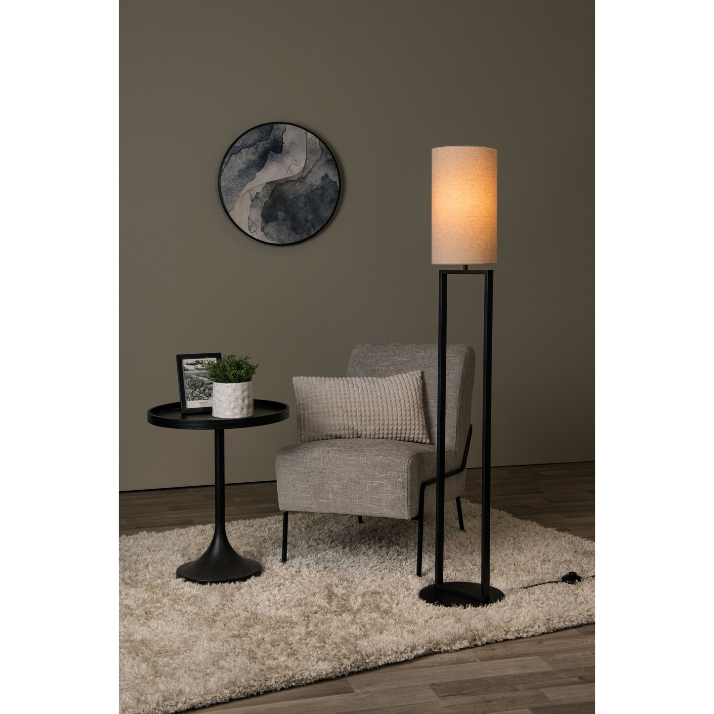 Lucide HERMAN - Floor lamp - Ø 26 cm - 1xE27 - Cream