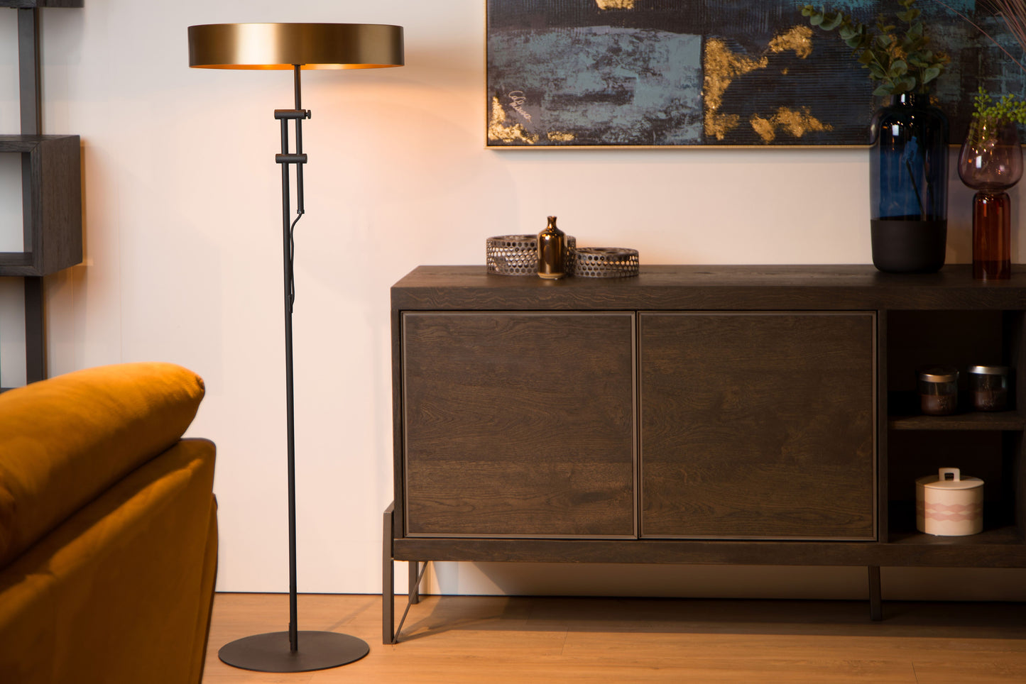 Lucide GIADA - Floor lamp - Ø 45 cm - 2xE27 - Matt Gold / Brass