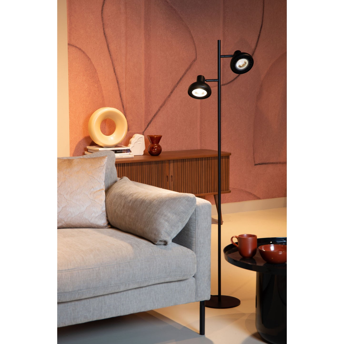 Lucide SENSAS - Floor lamp - 2xGU10 (ES111) - Black