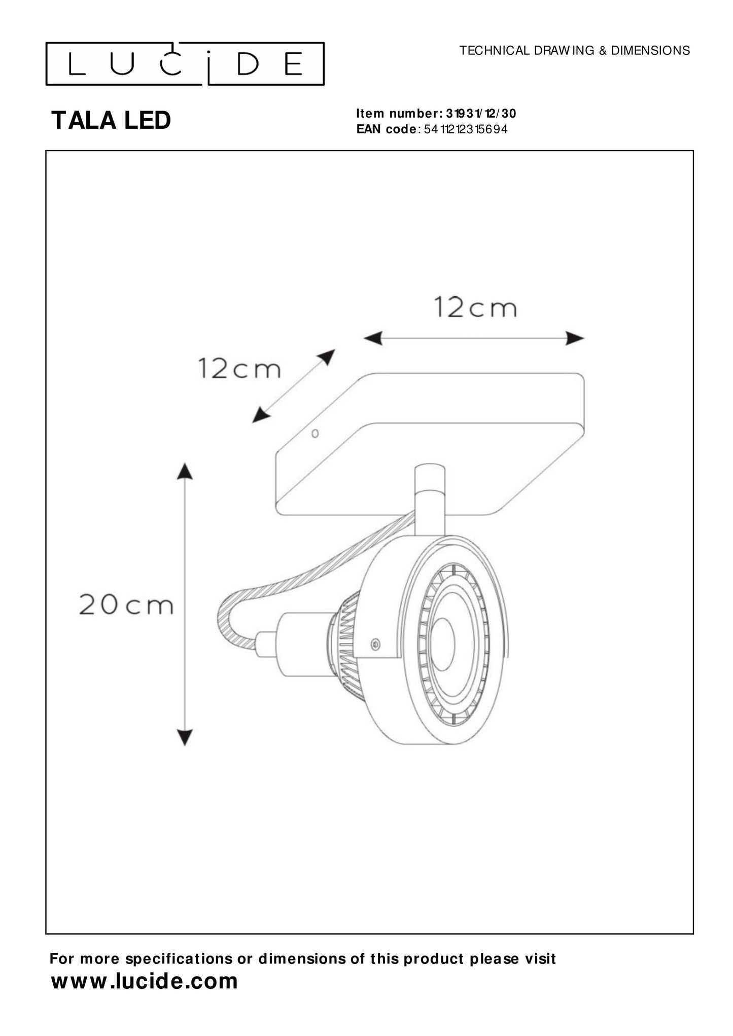 Lucide TALA LED - Ceiling spotlight - LED Dim to warm - GU10 (ES111) - 1x12W 2200K/3000K - Black