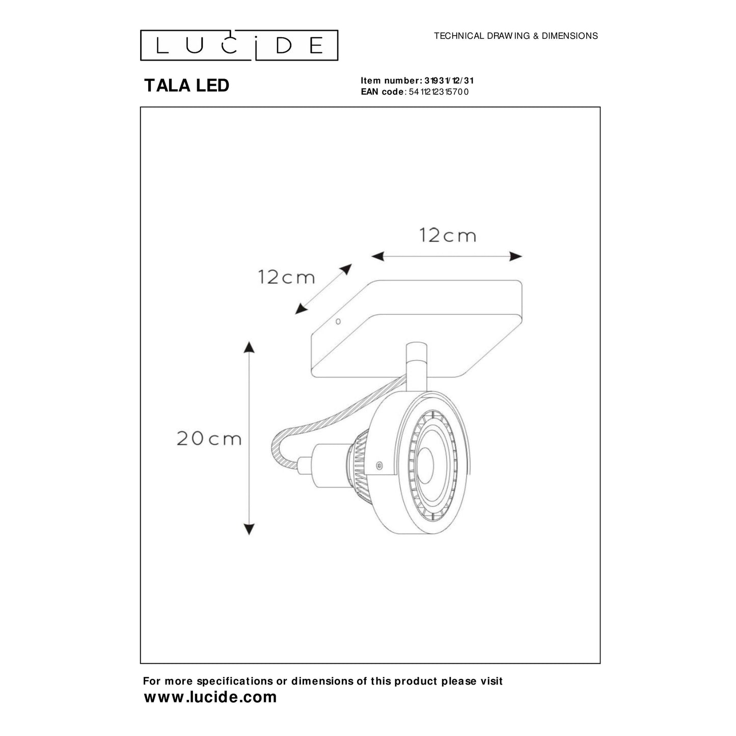 Lucide TALA LED - Ceiling spotlight - LED Dim to warm - GU10 (ES111) - 1x12W 2200K/3000K - White