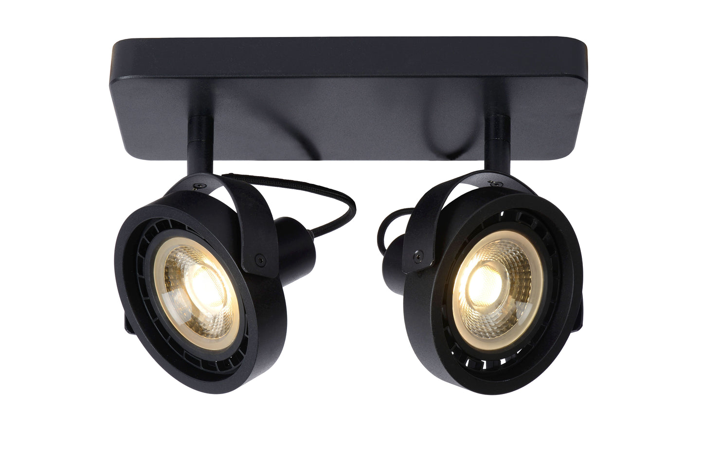 Lucide TALA LED - Ceiling spotlight - LED Dim to warm - GU10 (ES111) - 2x12W 2200K/3000K - Black