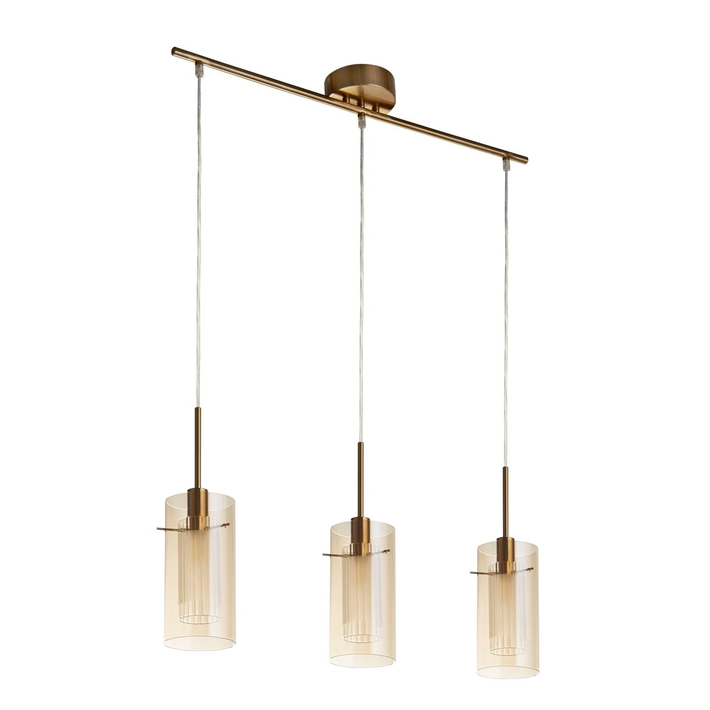 Duo III 3Lt Bar Pendant - Bronze Metal & Champagne Glass