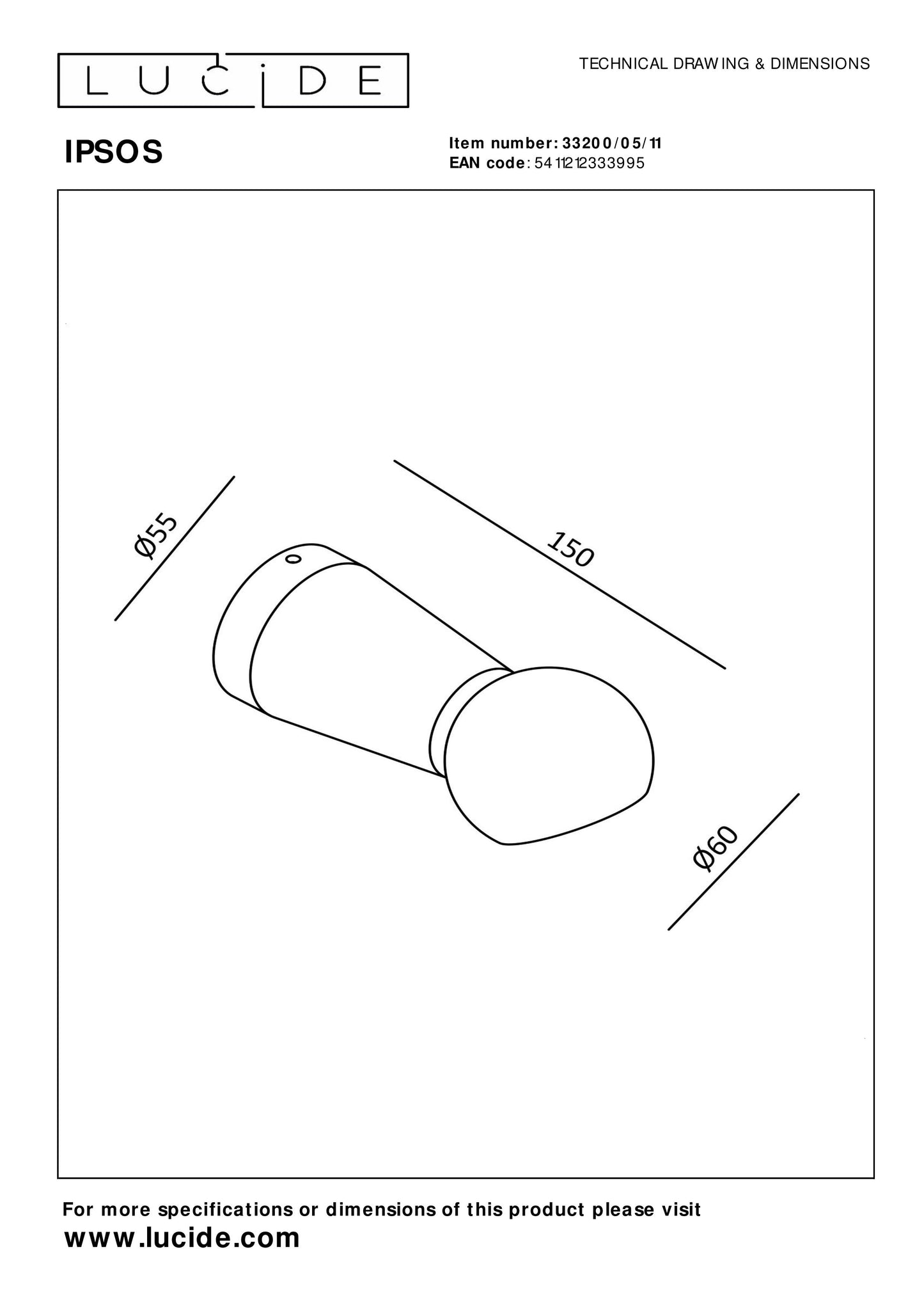 Lucide IPSOS - Wall light Indoor/Outdoor - LED - 1x6W 2700K - IP54 - Chrome