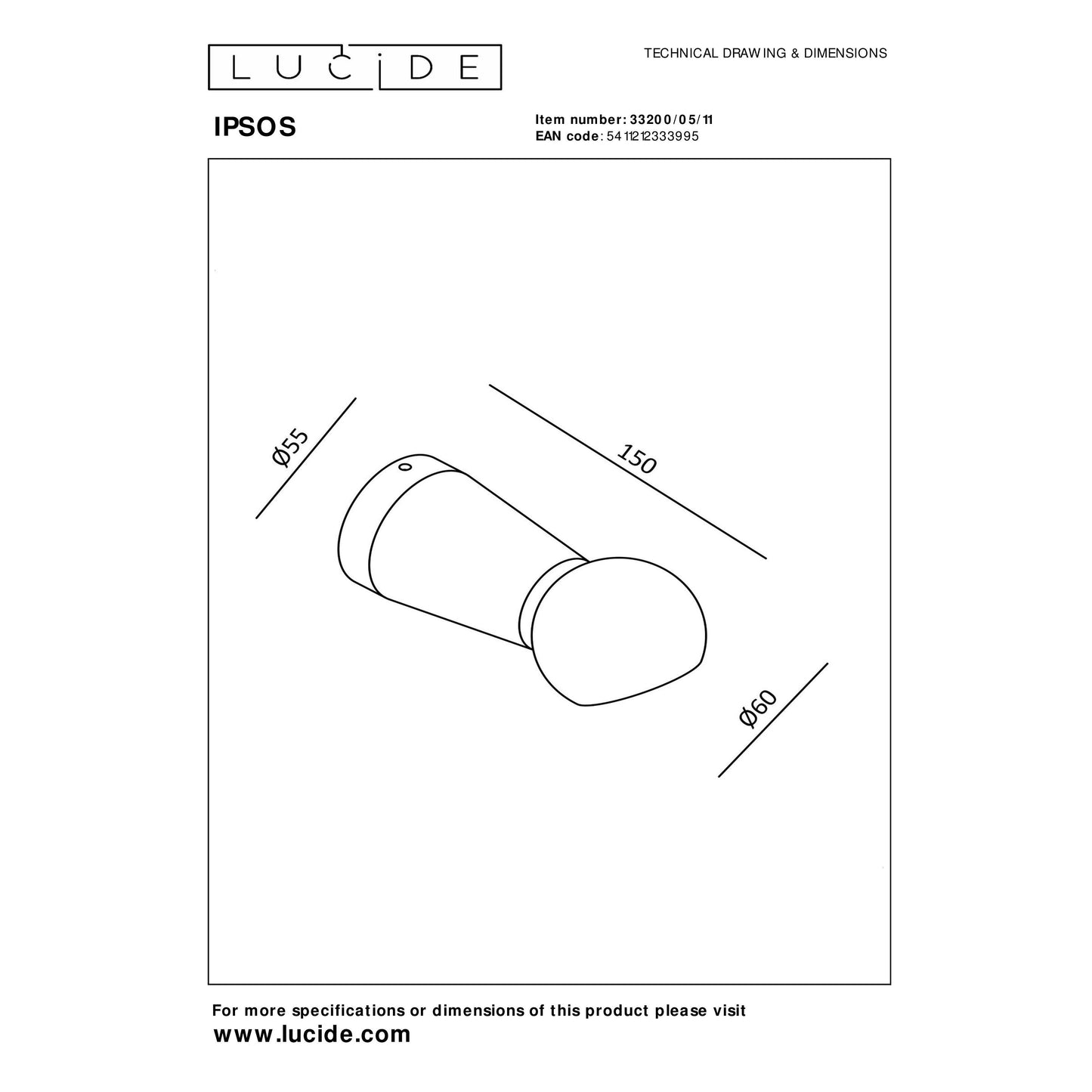 Lucide IPSOS - Wall light Indoor/Outdoor - LED - 1x6W 2700K - IP54 - Chrome