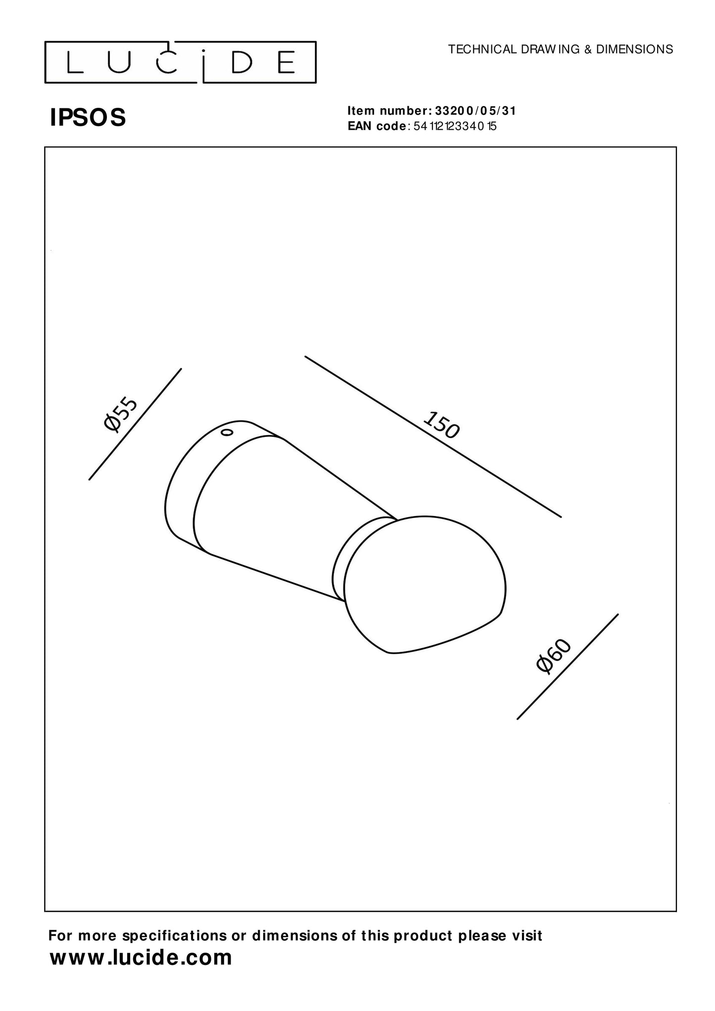 Lucide IPSOS - Wall light Indoor/Outdoor - LED - 1x6W 2700K - IP54 - White