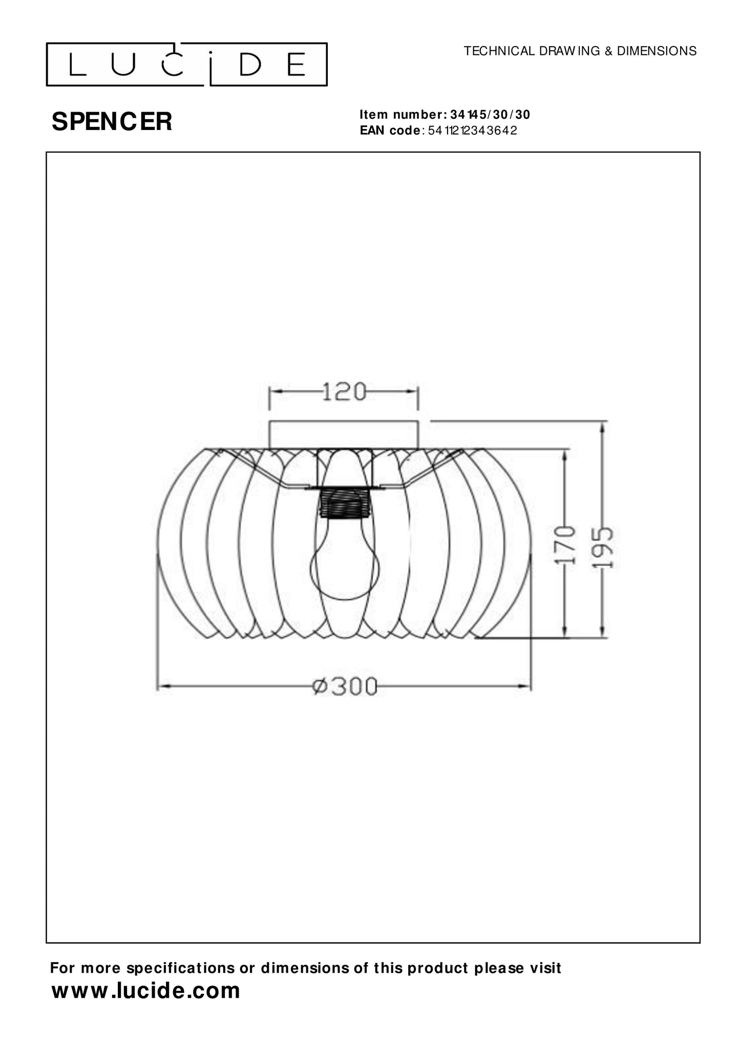 Lucide SPENCER - Flush ceiling light - Ø 30 cm - 1xE27 - Black